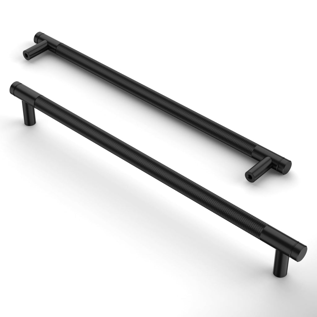 Asidrama 10 Pack 3 Inch(76mm) Matte Black and Champagne Bronze Cabinet Pulls Knurled Cabinet Handles Cupboard Handles Kitchen Cabinet Hardware for Cupboard Drawer Pulls