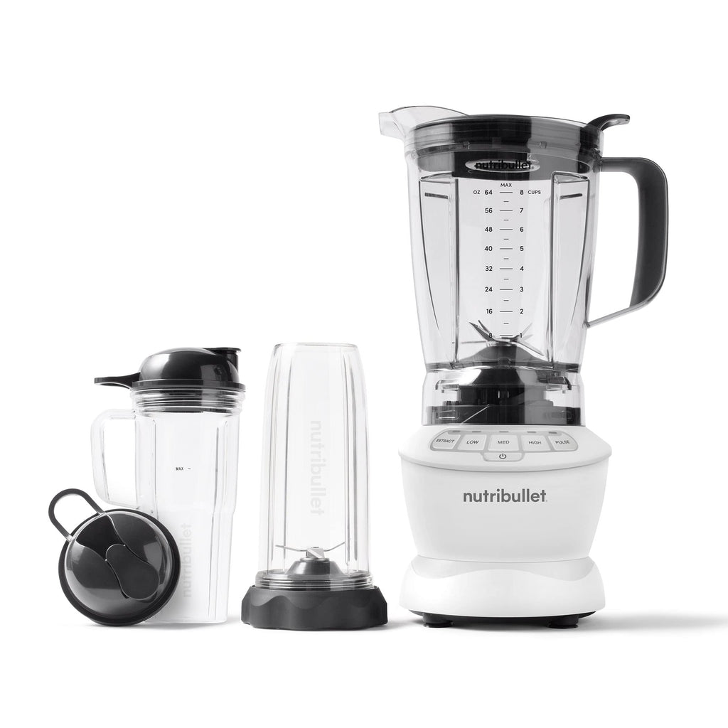 nutribullet Full-Size Blender Combo, Single-Serve & Large Capacity, 1200W, 64oz Pitcher, 32oz Cup, Extractor Blade, 3-Speed, Pulse, Smoothies, Soups, Sauces, Easy Cleaning, Matte Black, NBF50500AK