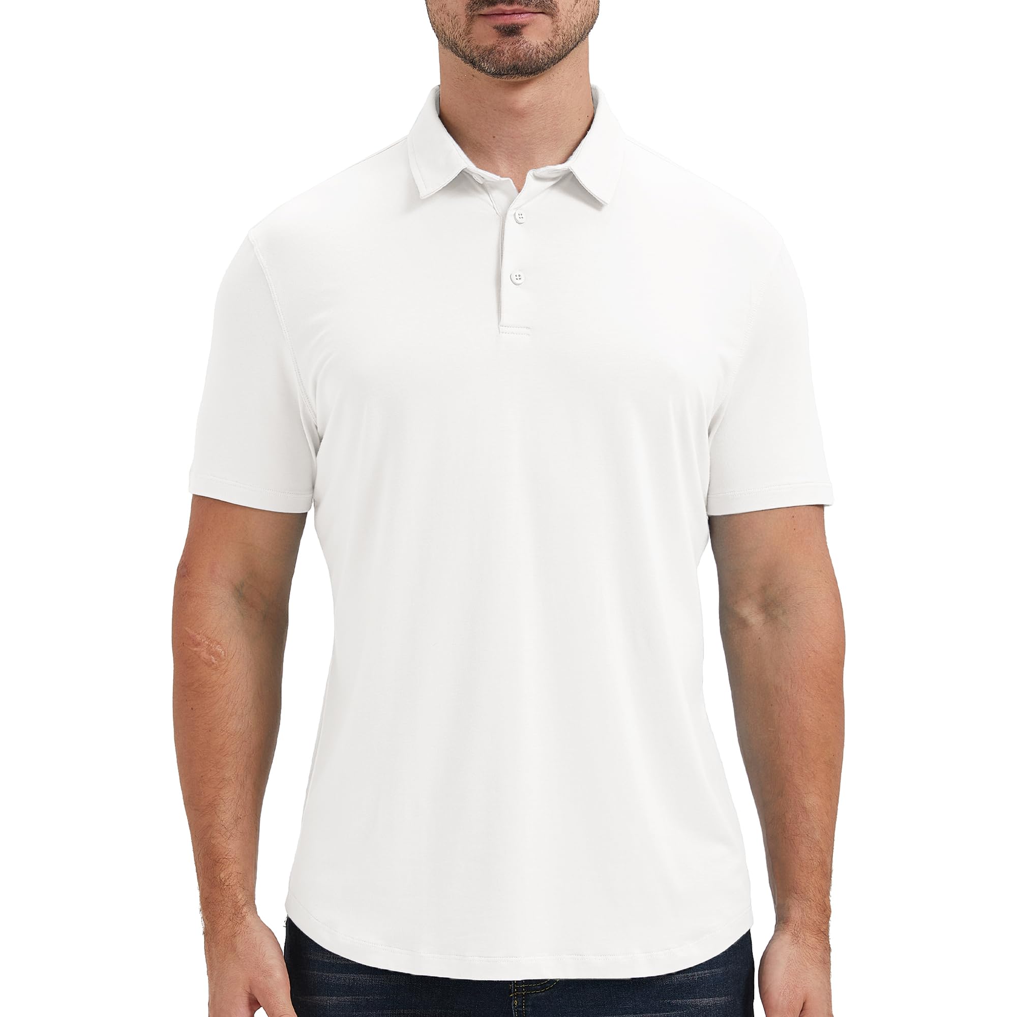 netdraw Mens Lightweight Bamboo Viscose Polo Ultra Soft Curved Hem UPF 50+ Casual Collared Golf Shirt