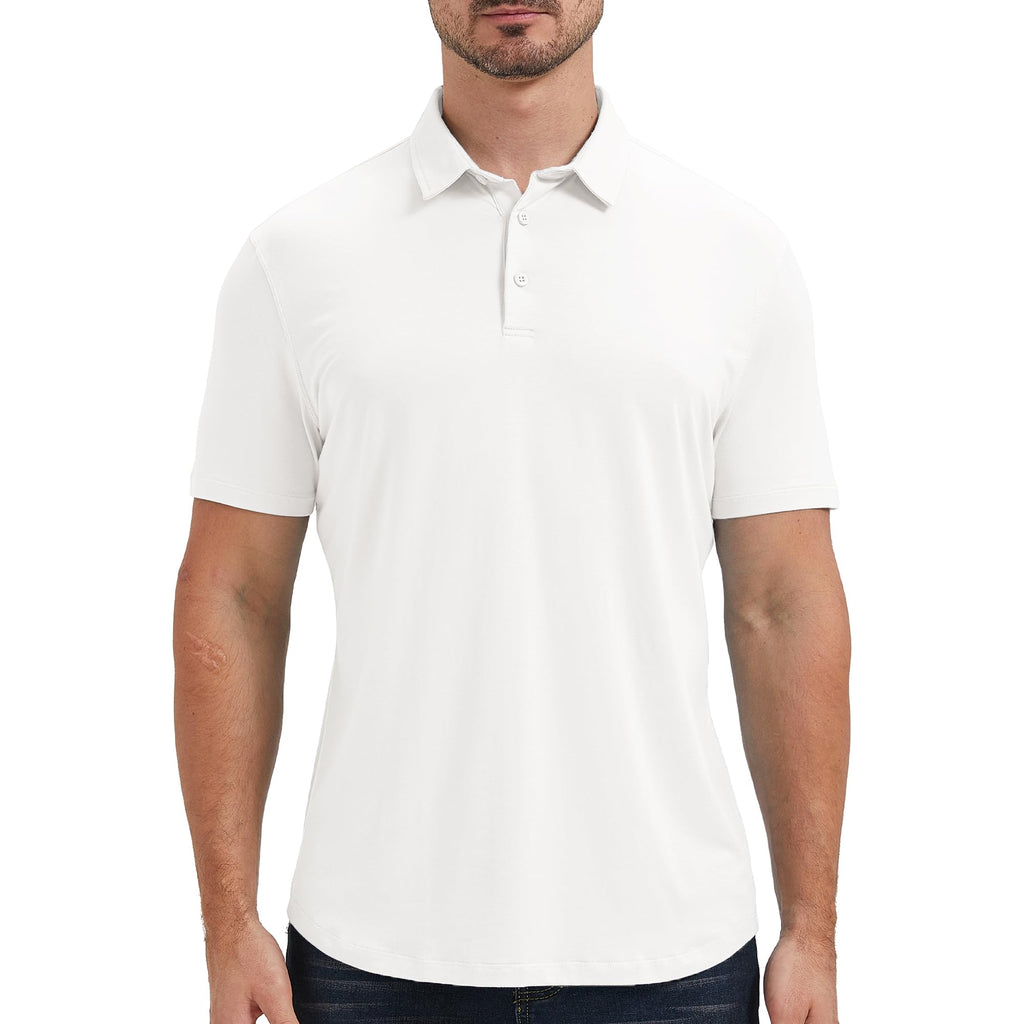 netdraw Mens Lightweight Bamboo Viscose Polo Ultra Soft Curved Hem UPF 50+ Casual Collared Golf Shirt
