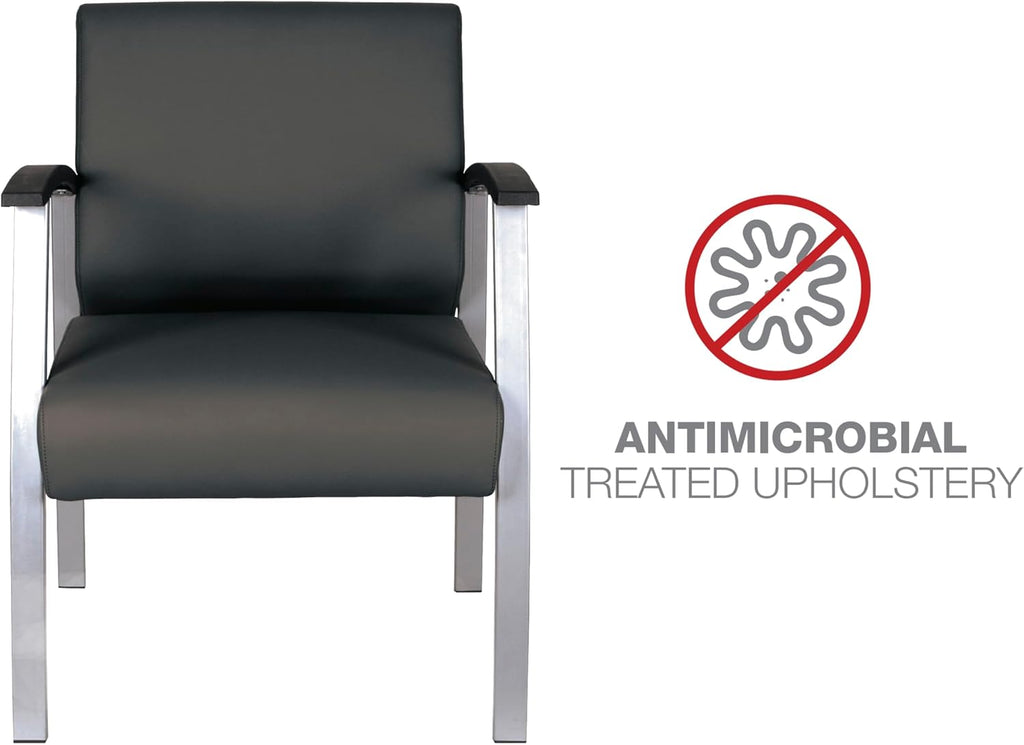 Alera Alera metaLounge Series Mid-Back Guest Chair, 24.6" x 26.96" x 33.46", Black Seat, Black Back, Silver Base