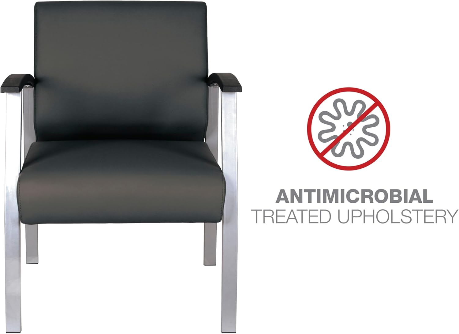Alera Alera metaLounge Series Mid-Back Guest Chair, 24.6" x 26.96" x 33.46", Black Seat, Black Back, Silver Base