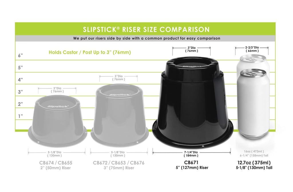 Slipstick CB674 Premium 2 Inch Furniture Risers/Bed Raisers with Steel Reinforced Top (4 Pack) Adds 2" Height, Supports 2,640 Pounds, Stackable with CB671