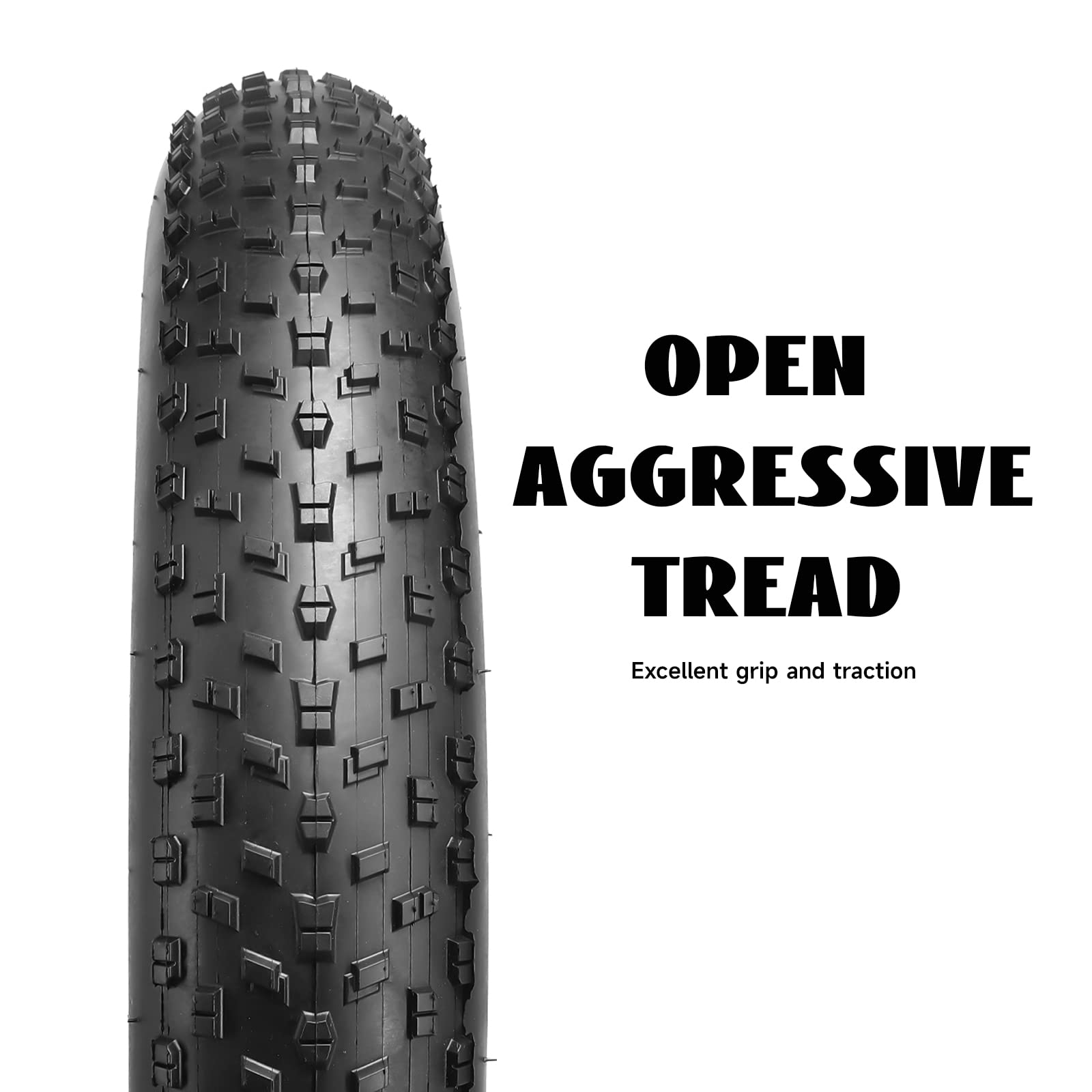 Hycline Fat Bike Replacement Tire: 20x4.0/26x4.0 Inch High-Performance Wear-Resistant Folding MTB Bicycle Tires, All-Terrain High-Density for Street or Trail Riding