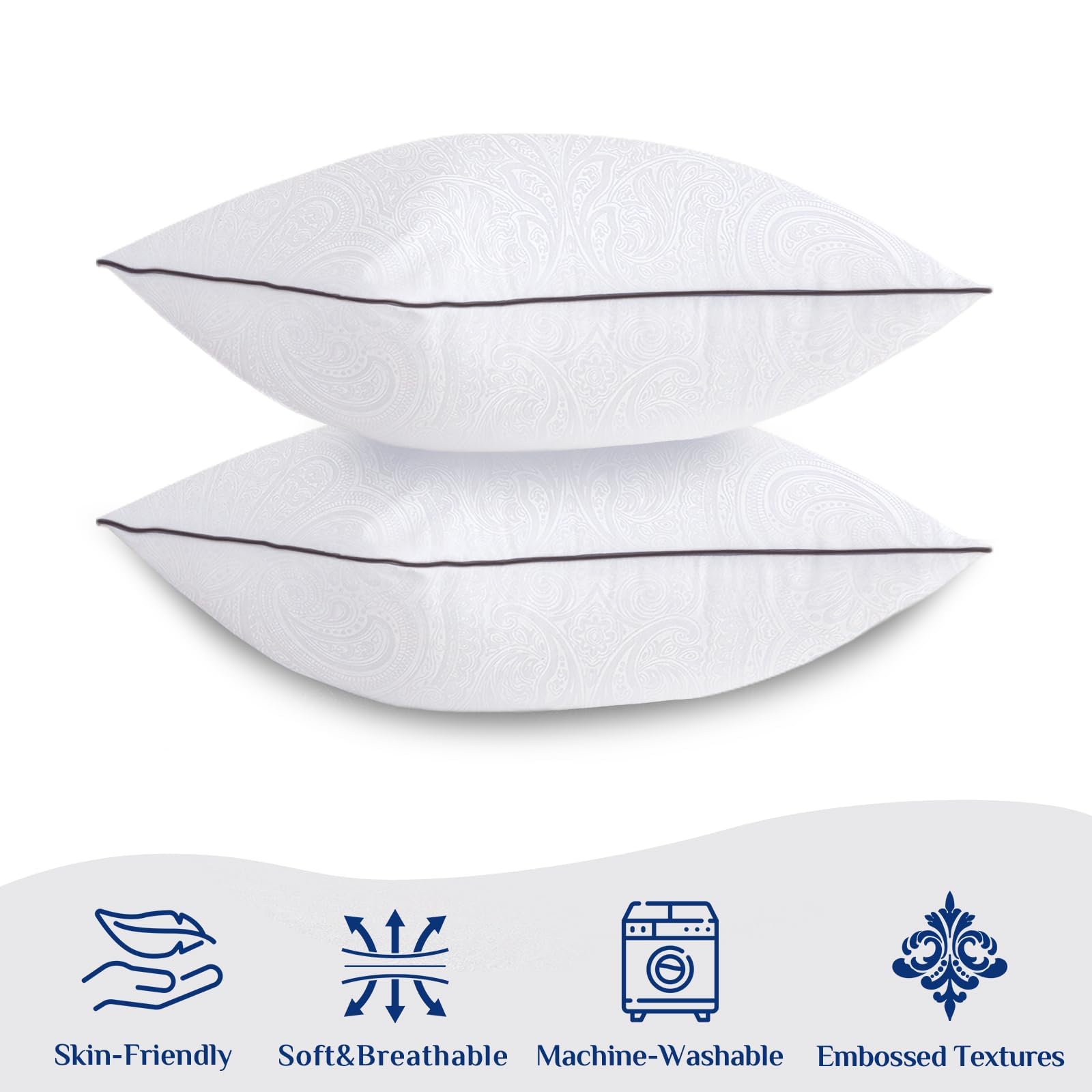 JOLLYVOGUE Standard Pillows Set for Sleeping, Cooling and Supportive Pillows Full Size for Side and Back Sleepers, Down Alternative Hotel Collection Sleeping Pillow