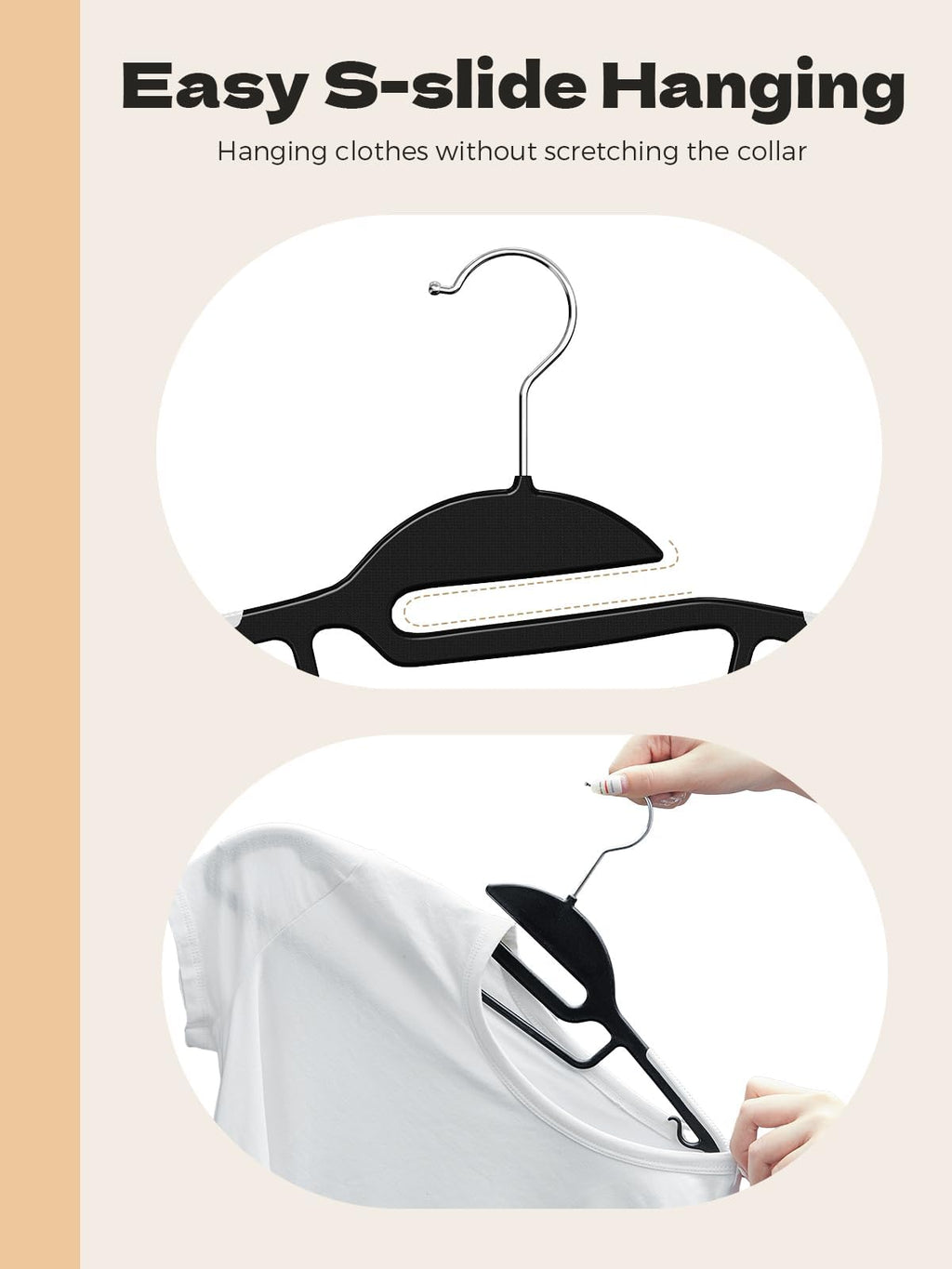 HOUSE DAY Slim Plastic Hangers with Non Slip Rubber Pads, 30 Pack, Black | Space saving closet organizer, heavy duty S-shape, rubber grip pads help keep shirts, suits, coats, pants, skirts in place