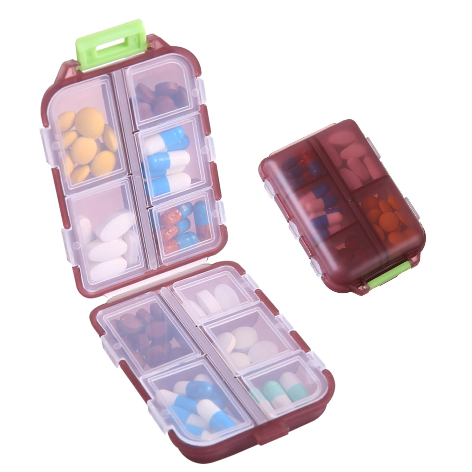 1Pack Travel Pill Organizer - 10 Compartments Pill Case, Compact and Portable Pill Box, Perfect for On-The-Go Storage, Pill Holder for Purse Blue