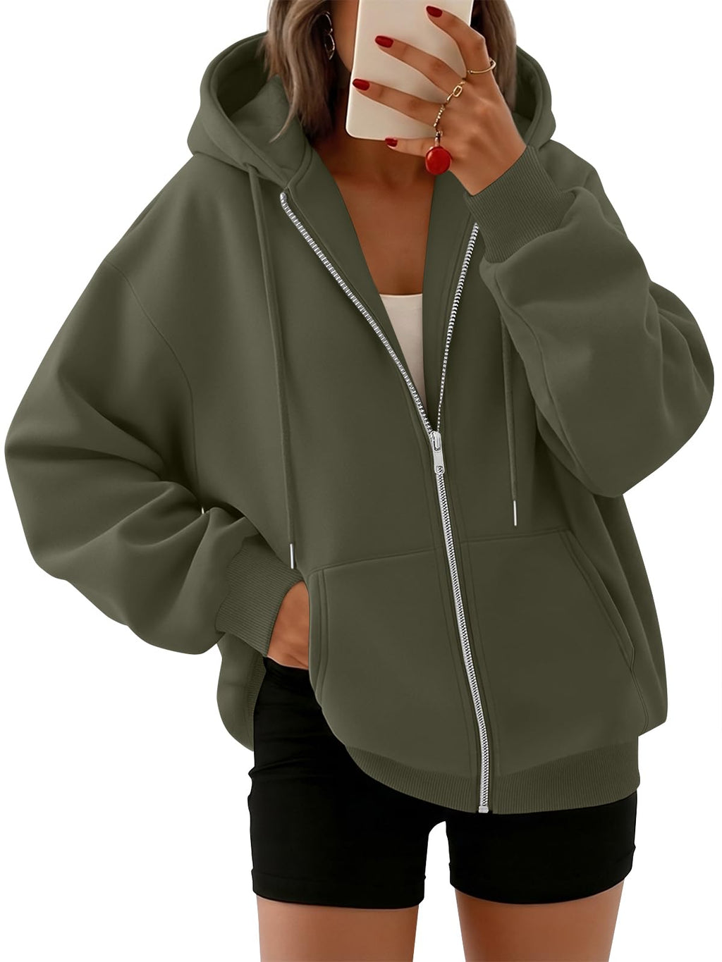 Trendy Queen Womens Zip Up Hoodies 2026 Oversized Sweatshirt