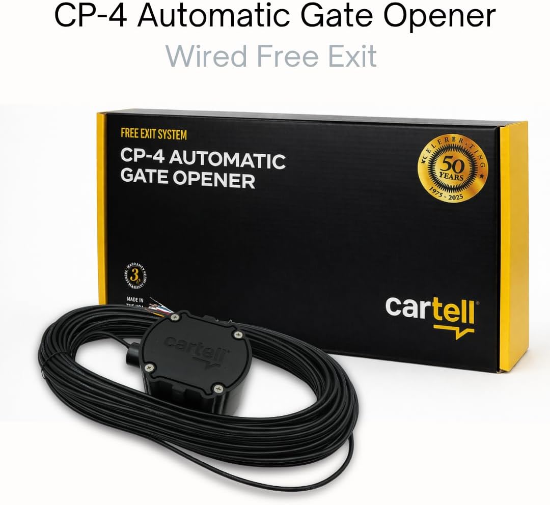 Cartell CP-4 Smart Driveway Free Exit Wand Sensor System with 100' Foot Cable for Gate Openers