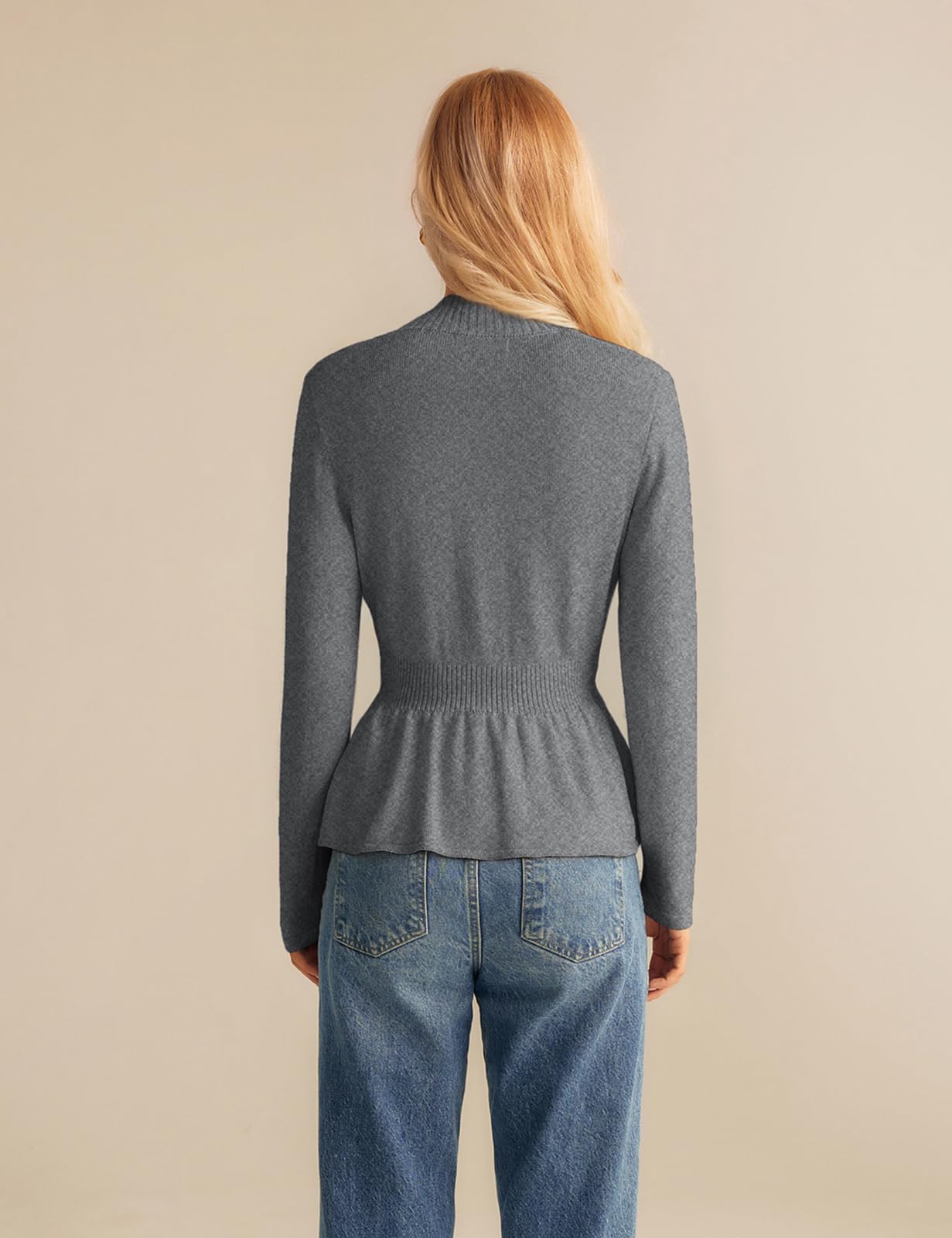 GRACE KARIN Women Cardigan Sweaters 2025 Fall,Long Sleeve Cropped Sweater Coat Trendy,Button Front Peplum Tops Lightweight