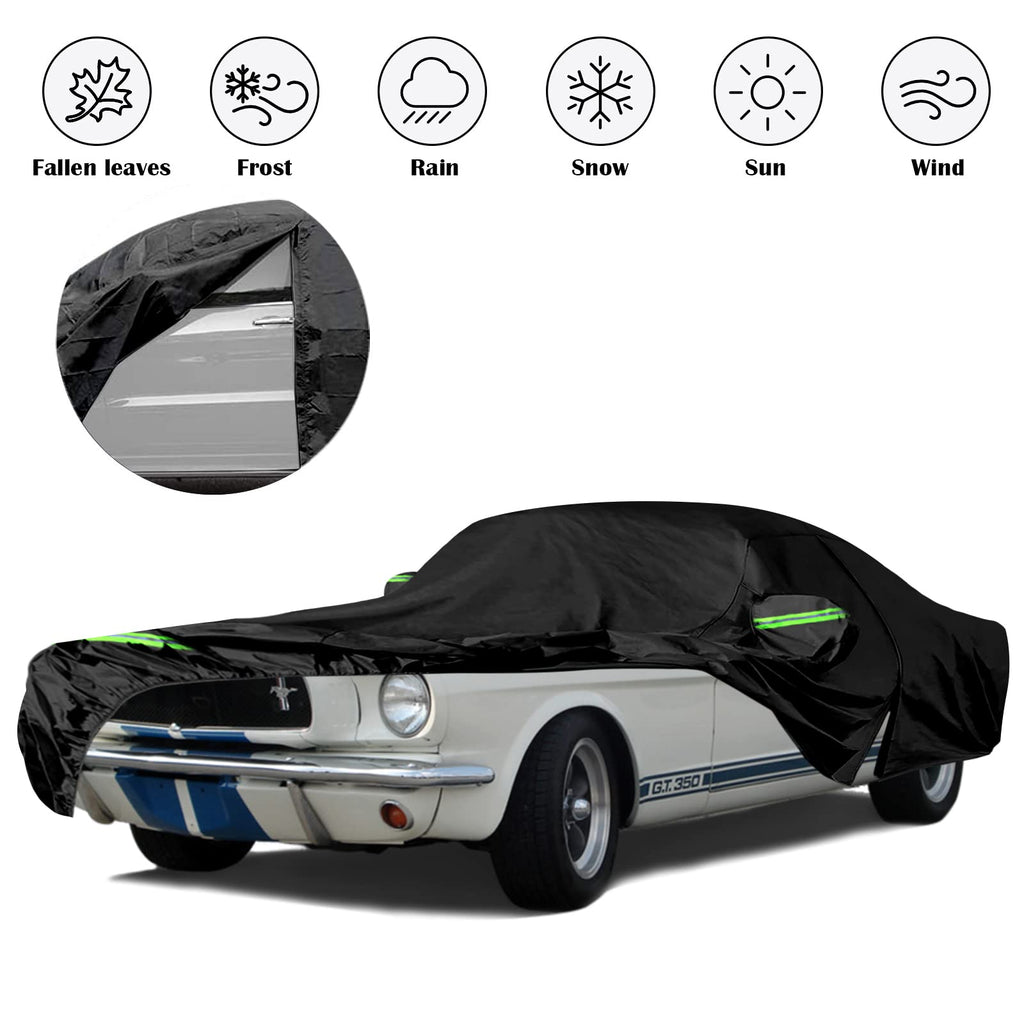 Waterproof Car Cover Replace for 1964-1978 Ford Mustang, 6 Layers All Weather Custom-Fit Mustang Full Car Covers with Zipper Door for Snow Rain Dust Hail Protection (1964-1978)