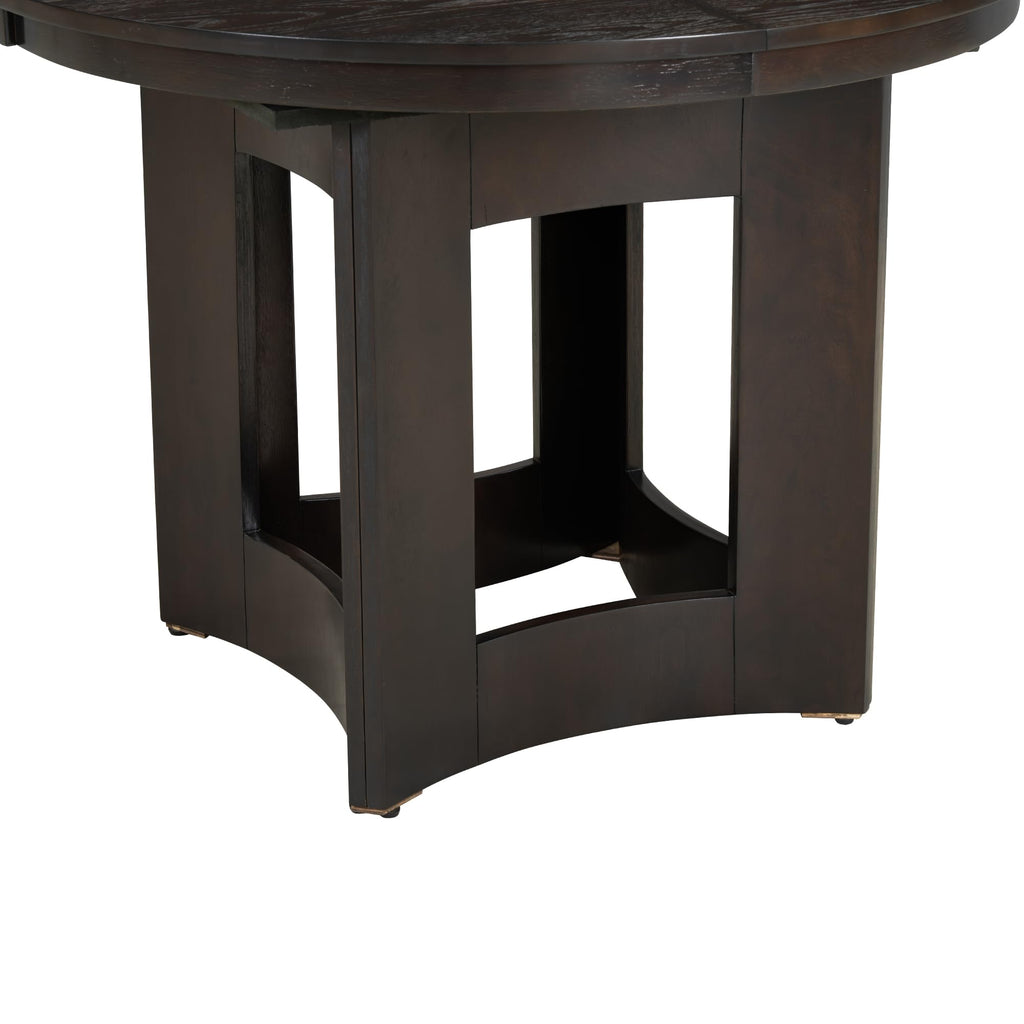 LUMISOL Round Dining Table for 4-6 People, 41"-57" Extendable Kitchen Table with 16" Removable Leaf for Small Places, Kitchen, Dining Room, Espresso