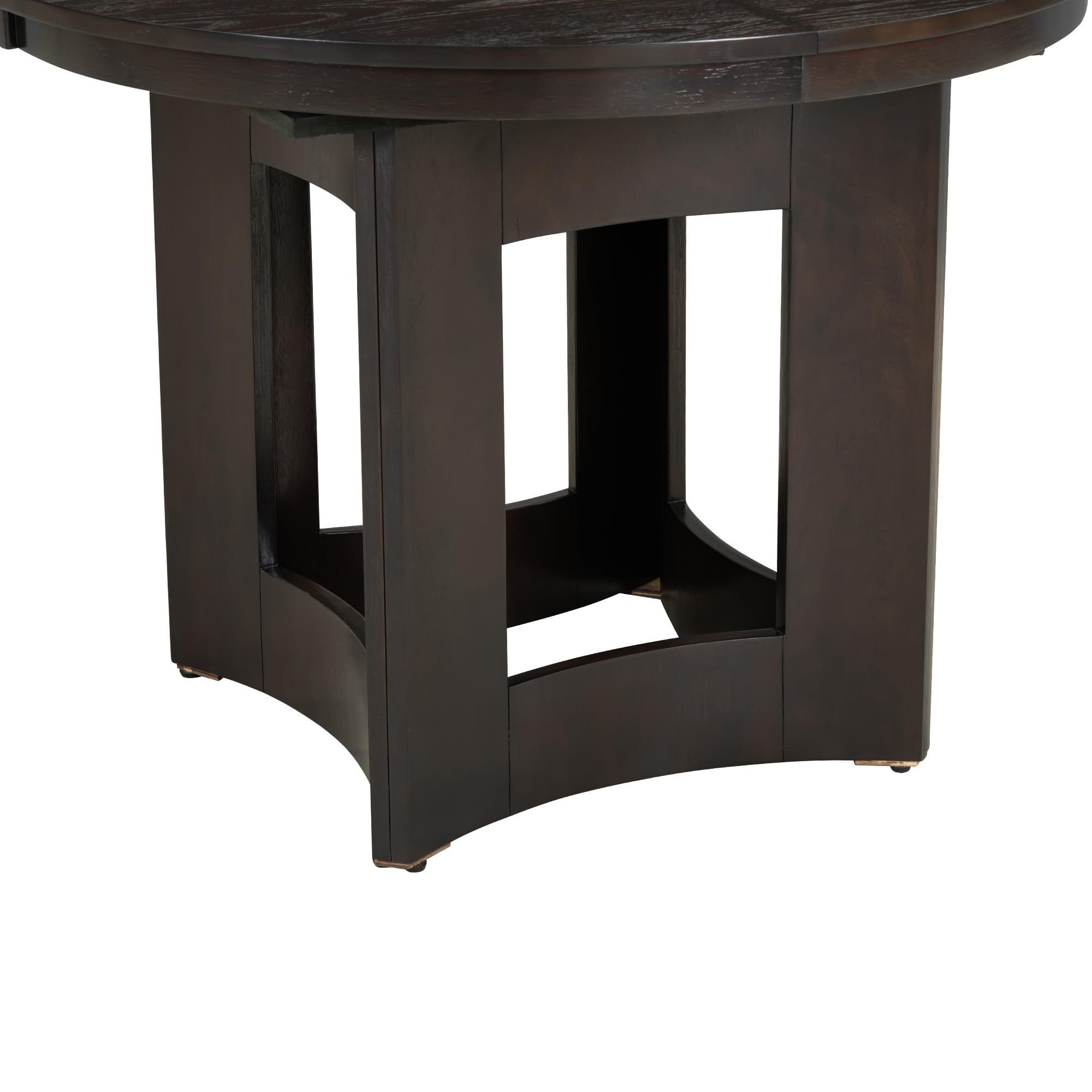 LUMISOL Round Dining Table for 4-6 People, 41"-57" Extendable Kitchen Table with 16" Removable Leaf for Small Places, Kitchen, Dining Room, Espresso