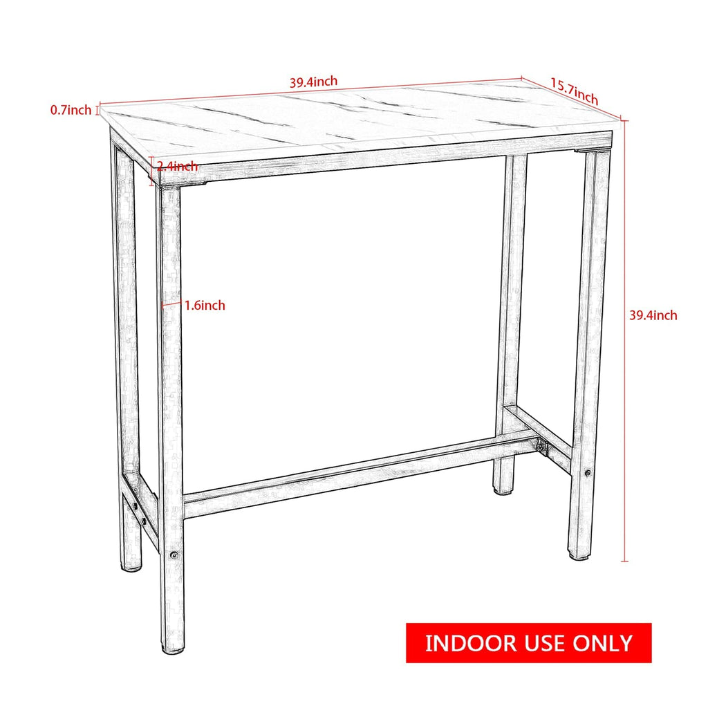Mr IRONSTONE Bar Table, 47" Pub High Top Table Rectangular Bar Height Table Sofa Console/Dining Coffee Table, for Narrow Space, Living Room, Vintage