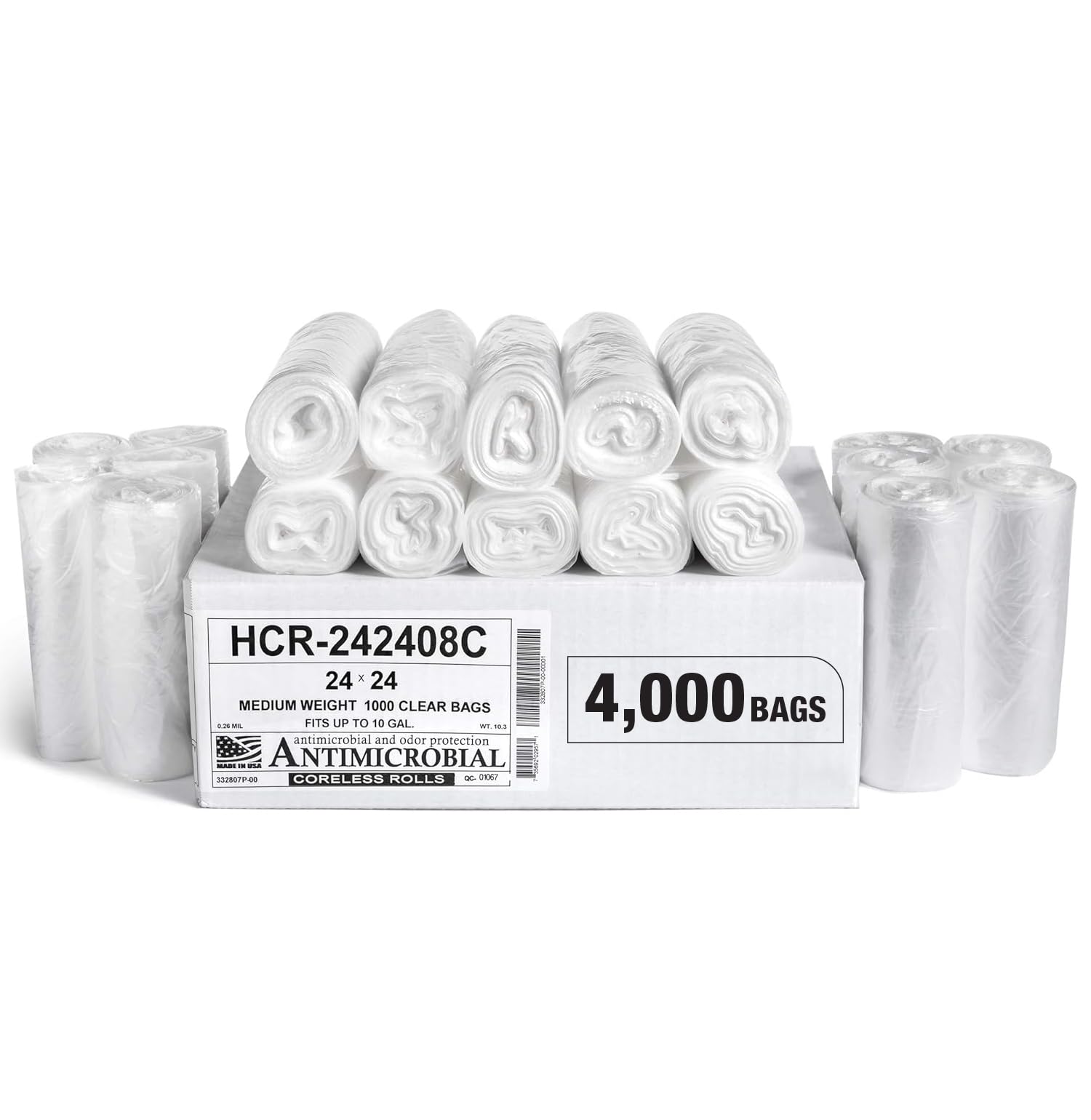 Aluf Plastics High Density Trash Bags, 10 Gallon, 4000 Count, 6 Micron (eq), 24" x 24", Black, for Bathroom, Office, Industrial, Commercial, Janitorial, Municipal, Recycling
