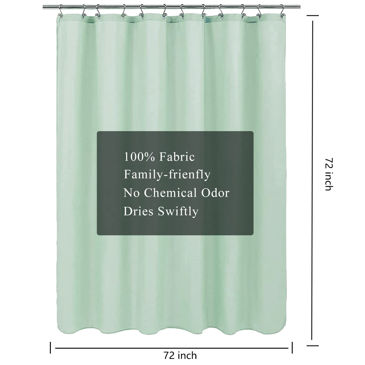 LLSCL Fabric Shower Curtain Liner with Magnets, Waterproof Hotel Quality, 72 x 72 Machine Washable