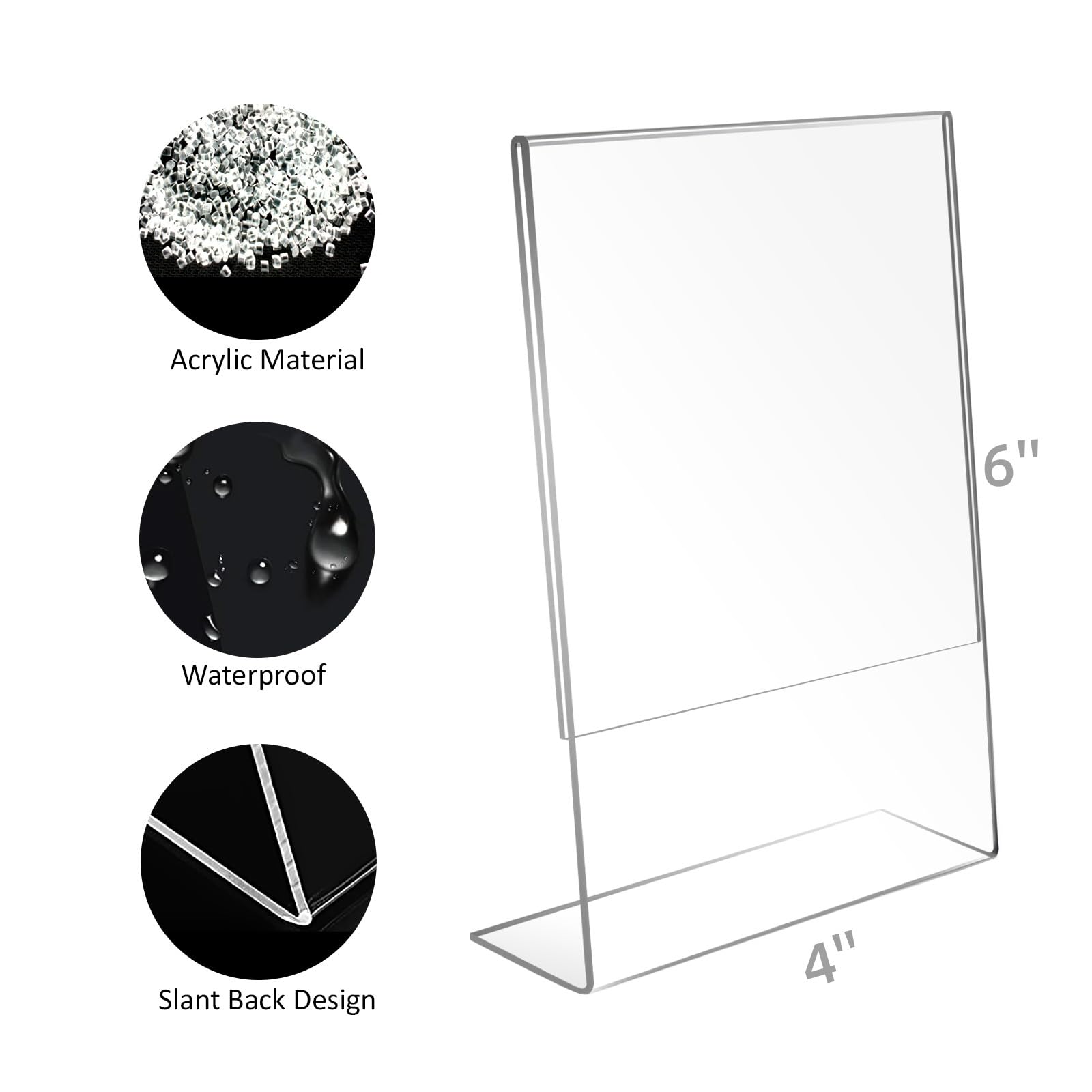 4x4 Acrylic Picture Frames, Set Of 6 Clear Acrylic Frameless Gift for Desktop Display, Standing Picture or Display Sign Holder with Inserts for Home Office