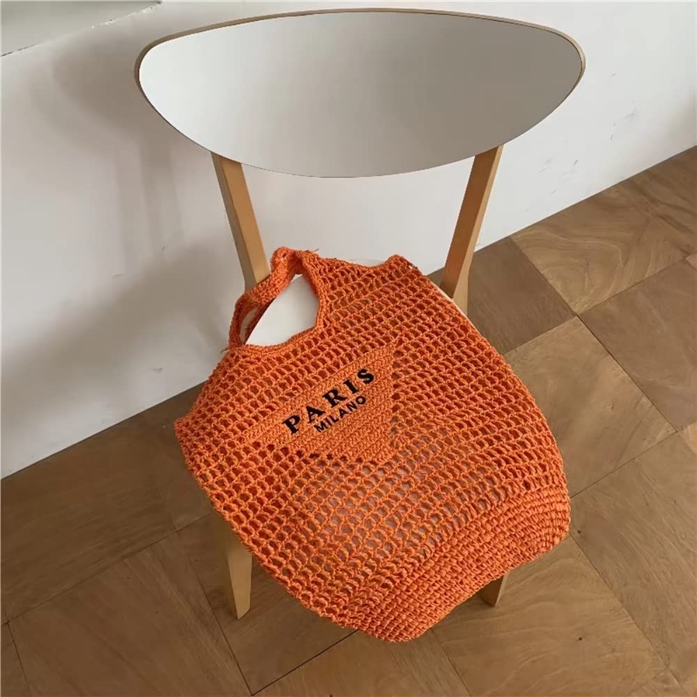 POOOPSSD New Woven Bag, Straw Mesh Tote Bag, Beach, Shoulder Bag, Hobo Women, Foldable Large Capacity, for Holiday.