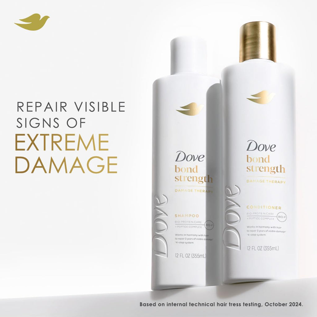 Dove Bond Strength, Damage Therapy System – Shampoo, Conditioner, 10-in-1 Shield Serum & Peptide Mask, Hair Repair Treatment, Anti-Frizz (4 Piece Set)