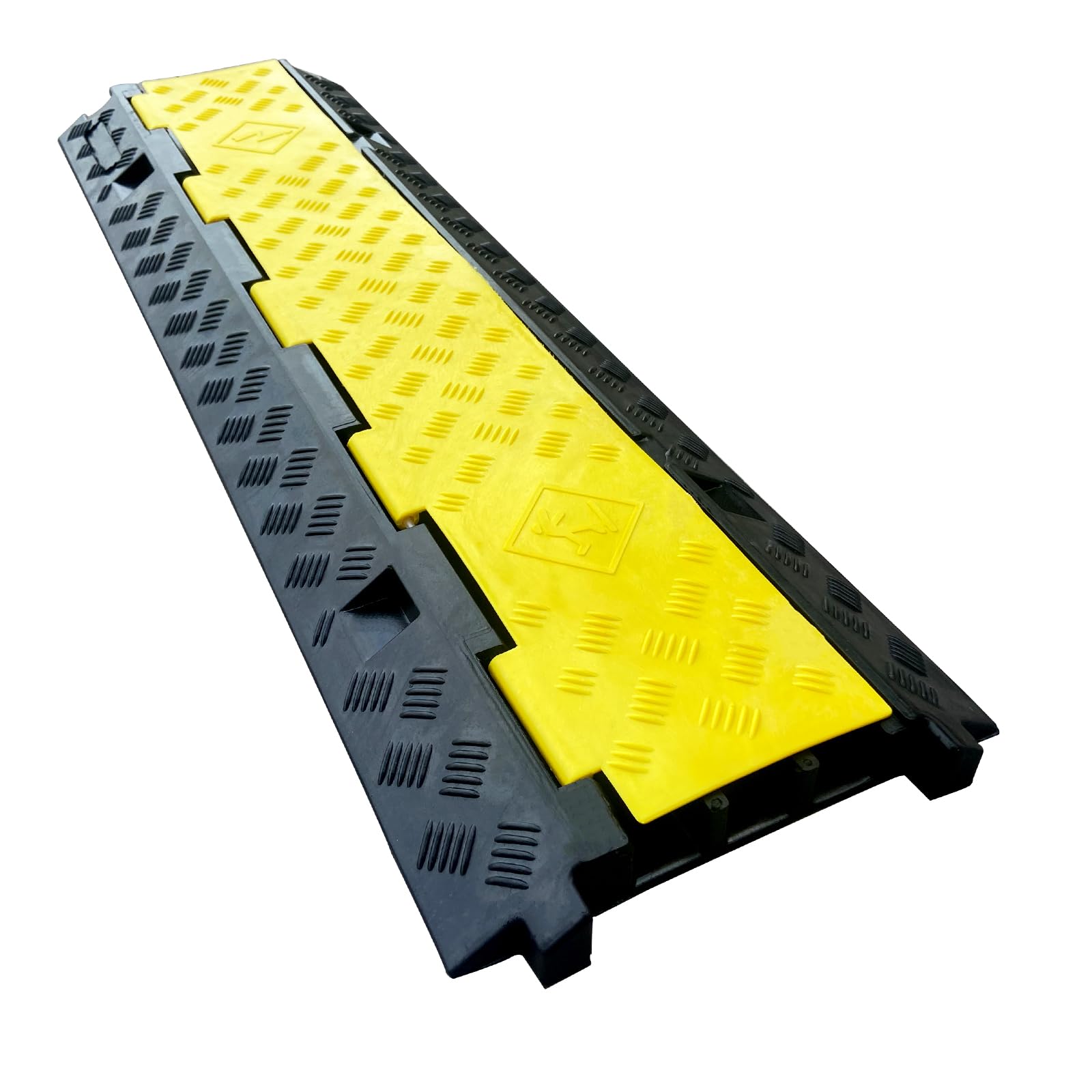 4 Pack Rubber Cable Ramp Hose Cable Protector Ramp 1 Channel 11000Lbs Load Capacity Traffic Speed Bump Wires Power Lines Extension Cord Cover for Indoor Outdoor