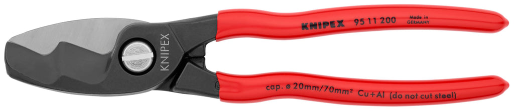 KNIPEX Tools - Cable Shears, Twin Cutting Edge (9511200), 8 inches