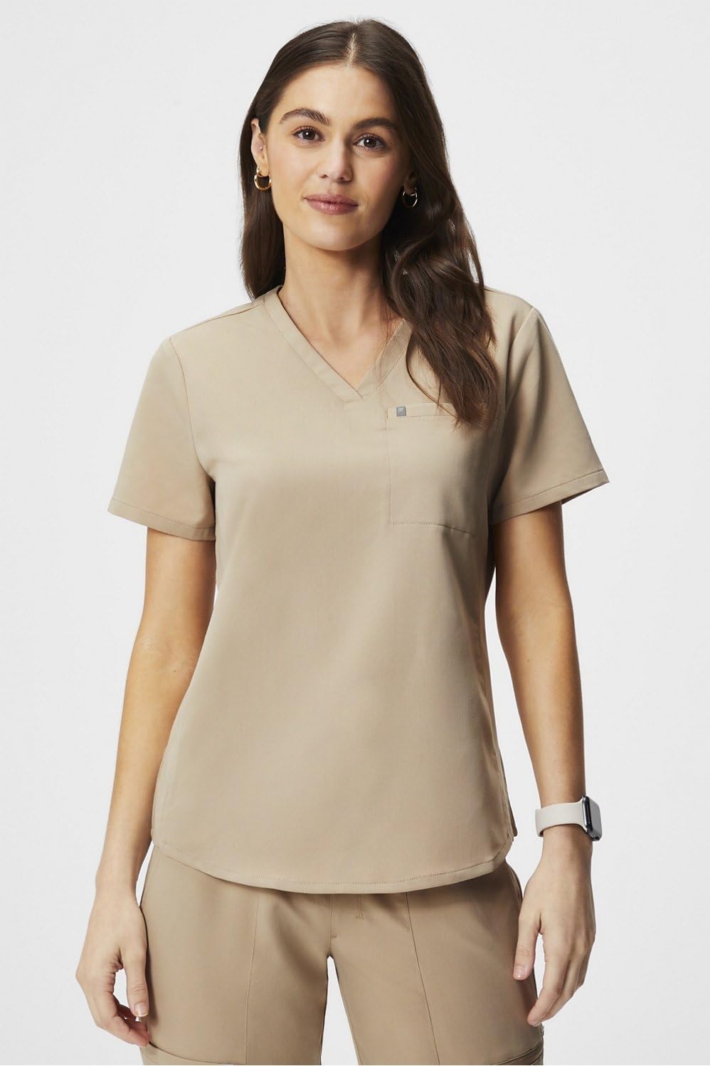 Fabletics Women's Vital 1-Pocket Scrub Top - MotionTech, Wrinkle-Resist, Chest Pocket, Anti-Shrink, Semi-Slim Fit