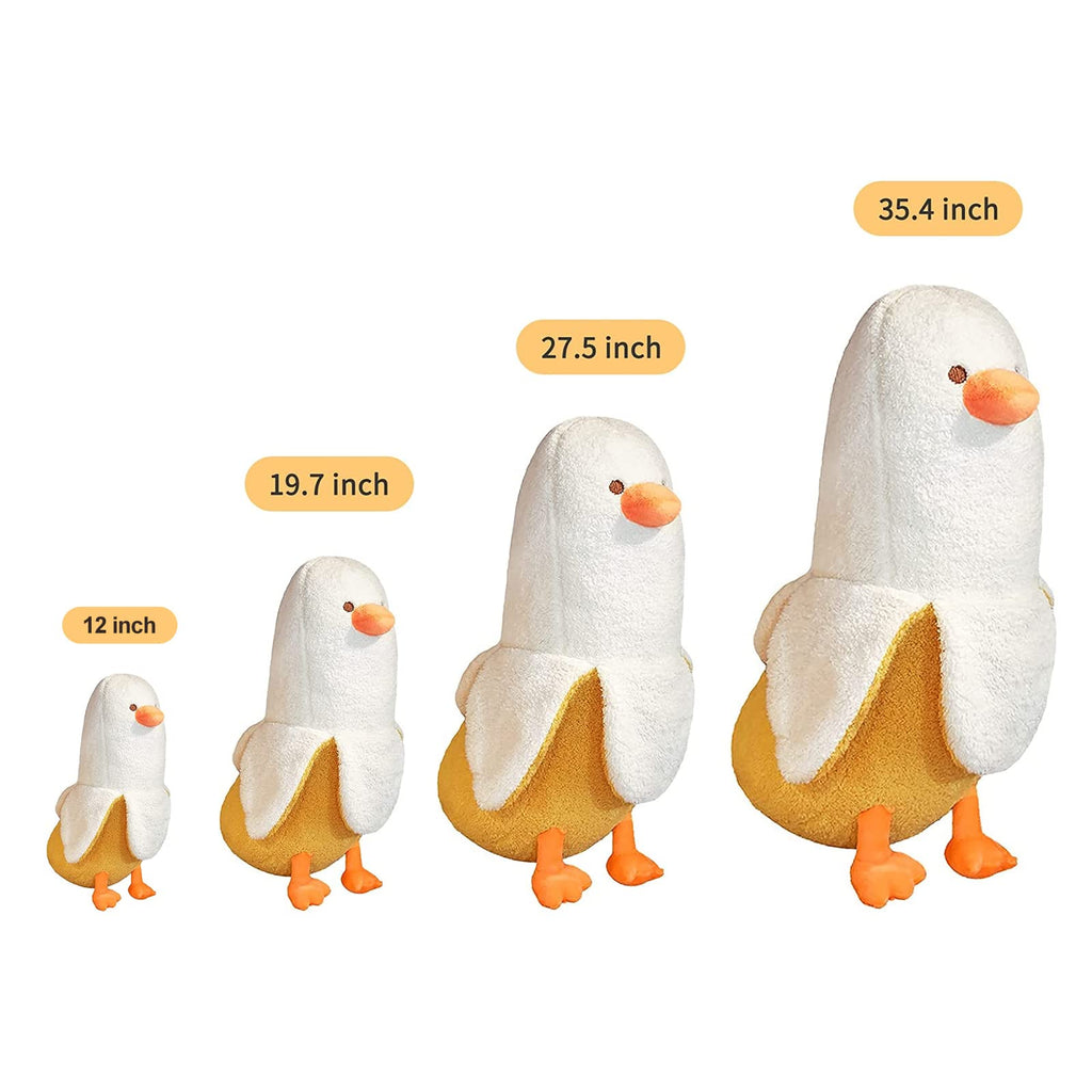 PEACH CAT Cute Banana Duck Stuffed Animal Long Banana Chef Duck Plush Pillow for Girls and Boys White 12"
