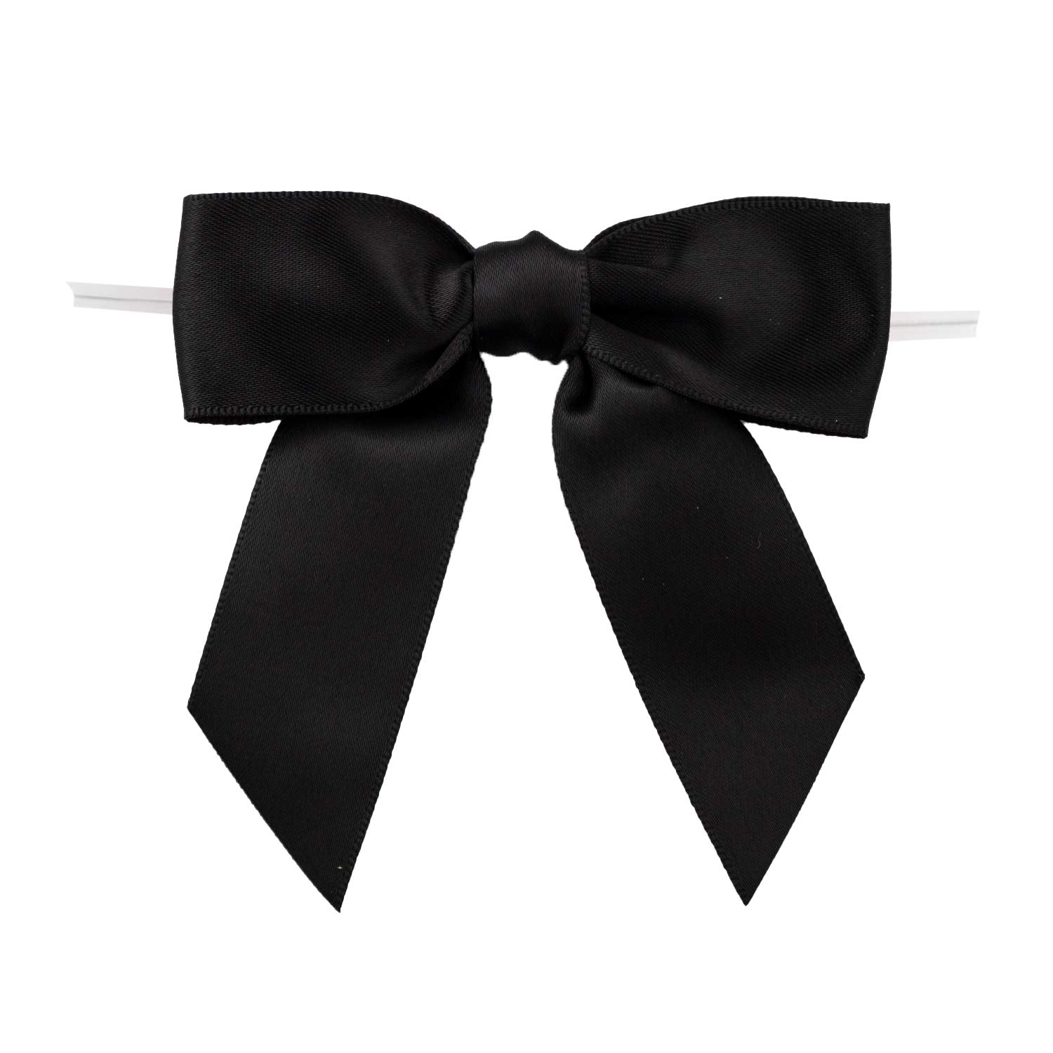 7Rainbows 50pcs Boutique 1.5" Black Satin Ribbon Mini Bows for Craft Sewing Scrapbooking Wedding and Gift Wrapping