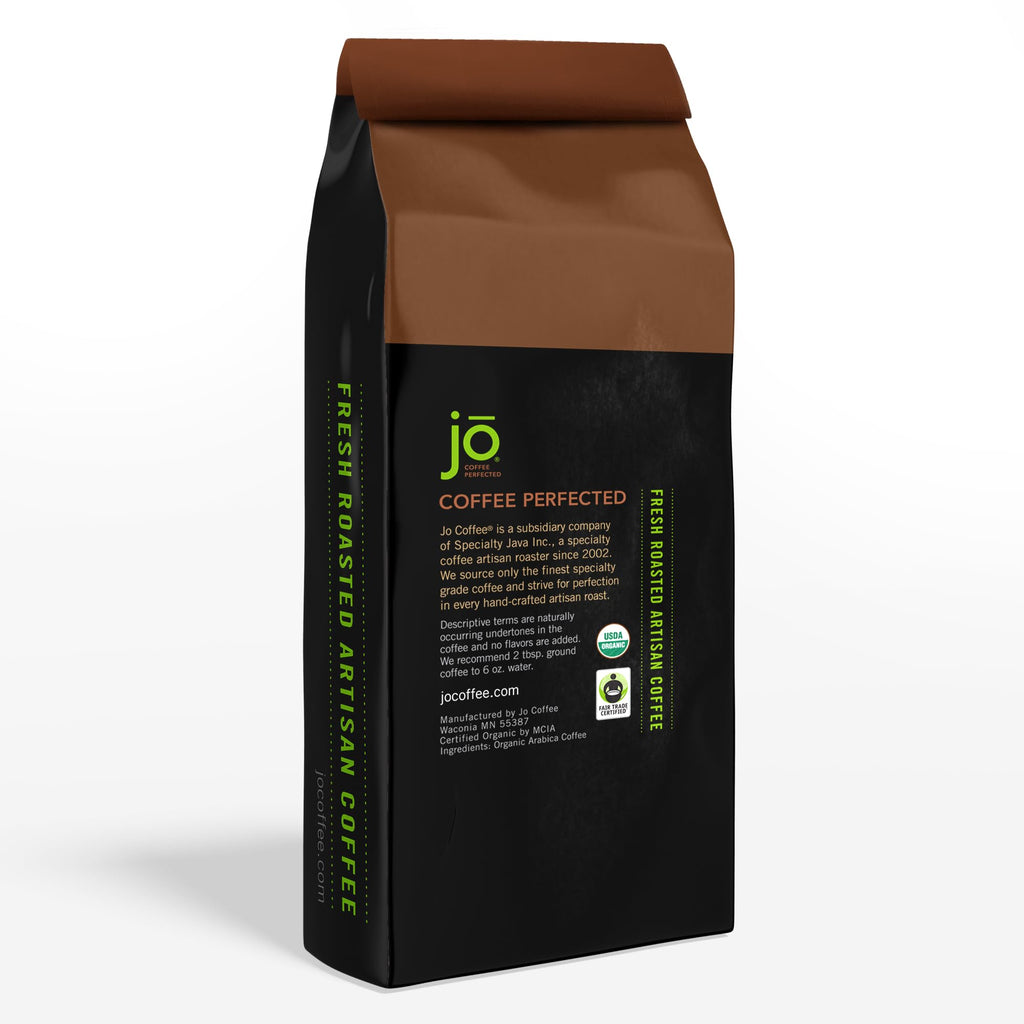 COLD BREW JO DECAF: 10 oz. Coarse Ground USDA Organic Decaf Coffee, Dark French Roast, Swiss Water Process, Soft Velvety Texture, Low Acidity, Fair Trade Kosher, Gluten Free, Non-GMO, Chemical Free
