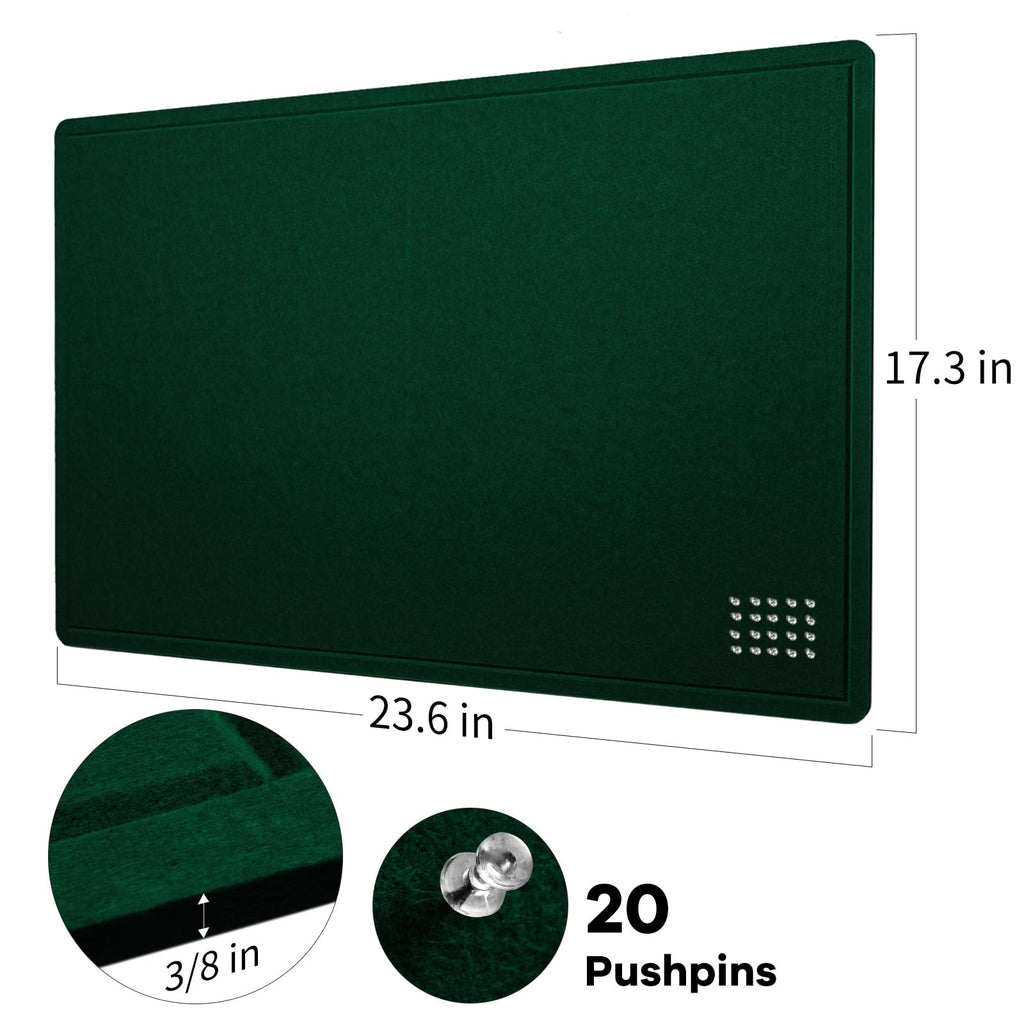 Lightomorrow Bulletin Board, 24 x 18 inches Decorative Felt Pin Board, Vision Board Cork Board Alternative for Wall, Foldable Photo Board Self-Adhesive Vision Board Mood Board with 20 Pushpins - Black