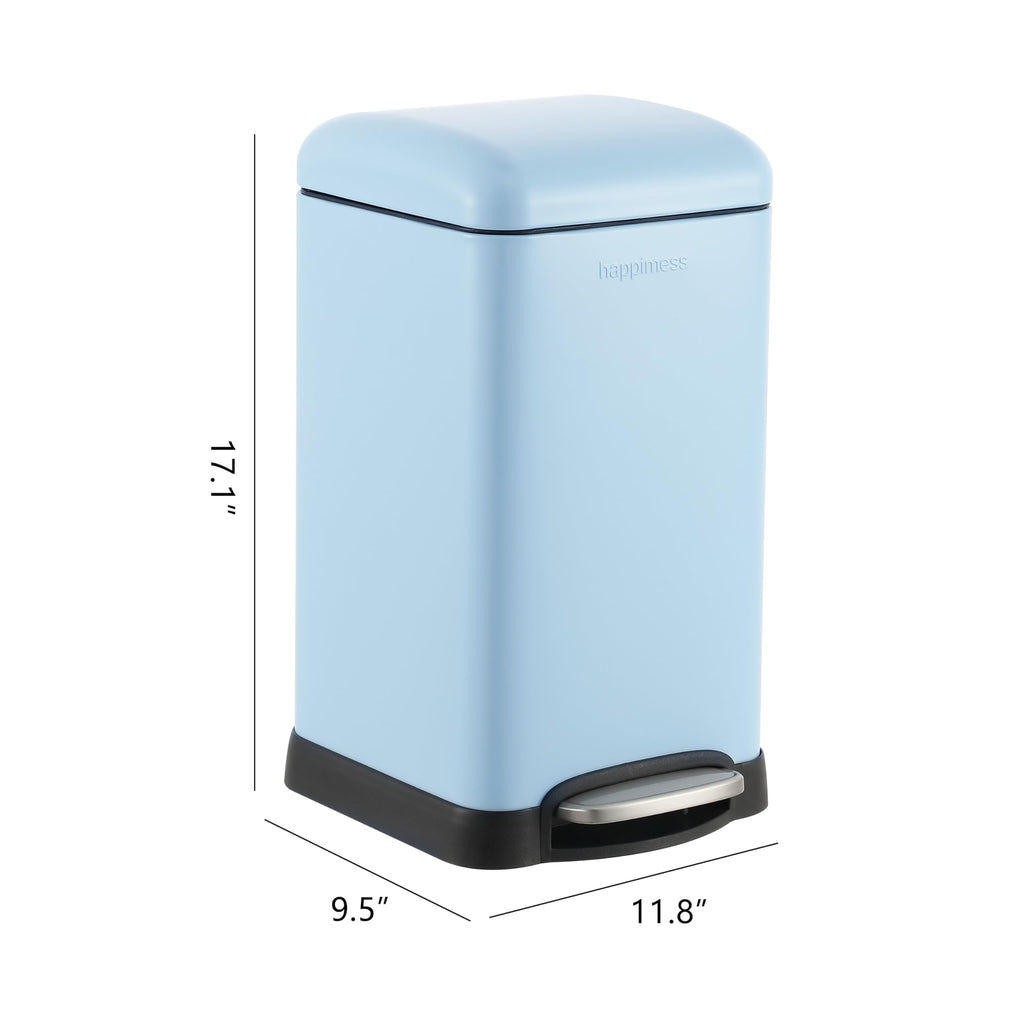 happimess HPM1012B Betty Retro Mini 3.2-Gallon Step-Open Trash Can with Soft-Close Lid, Modern, Minimalistic, Fingerprint Proof for Home, Kitchen, Laundry Room, Office, Bedroom, Bathroom, Black