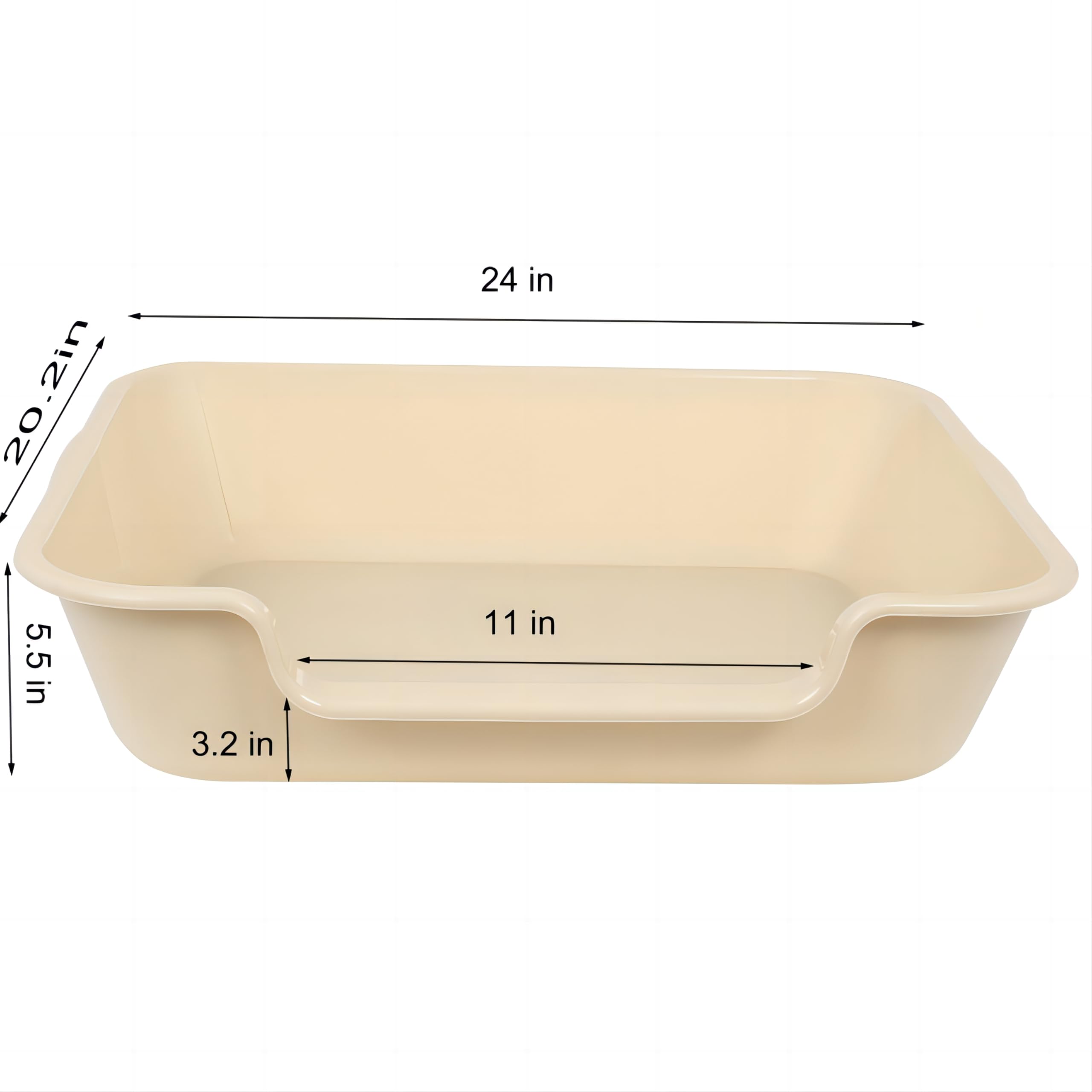 1 Pack of Extra Large Cat Litter Box (ABS Material), Low Entry Senior Litter Pen for Geriatric Kitty Big Cats, Jumbo Pet Safe Litter Boxes Tray for Pets Potty (Beach Sand, 20" L x 15.5" W)