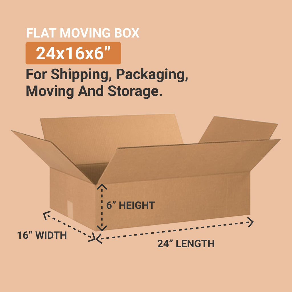 BOX USA 10103 Flat Corrugated Cardboard Box 10" L x 10" W x 3" H, Kraft, For Shipping, Packing and Moving (Pack of 25)