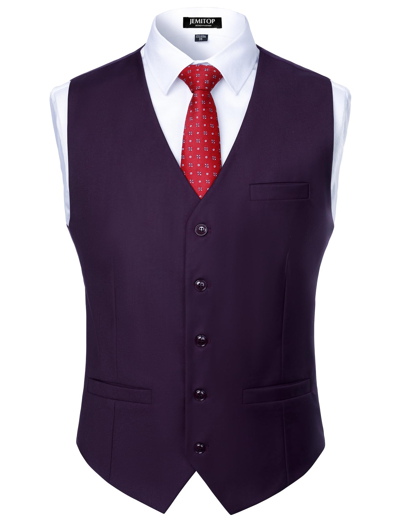 JEMITOP Men's Classic Slim Fit Dress Vest Formal Wedding Prom Tuxedo Suit Vest with Pocket