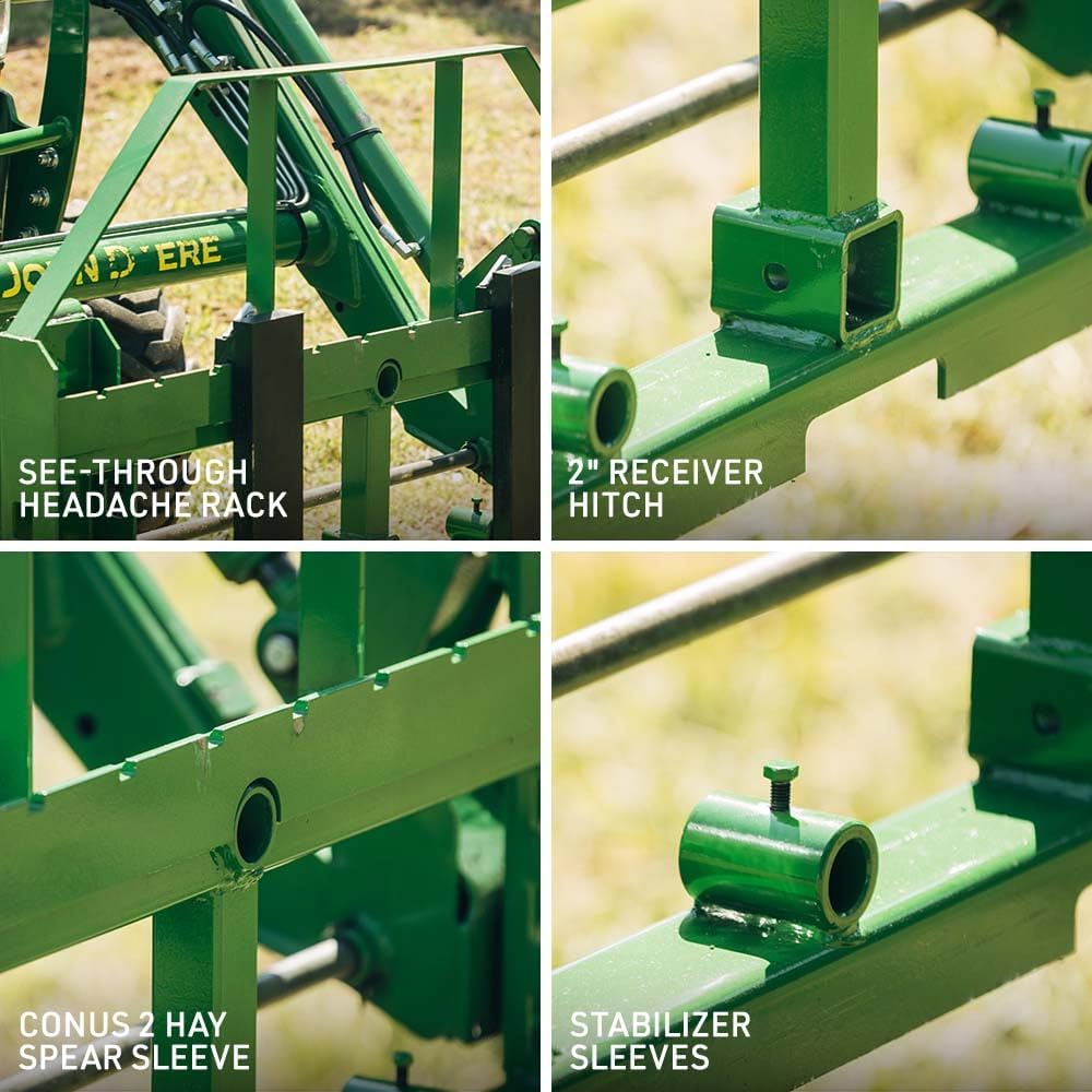 Titan Attachments 50-in Pallet Fork Frame Attachment, 4,000 LB Capacity, Receiver Hitch and 42-in Fork Blades, Fits JD
