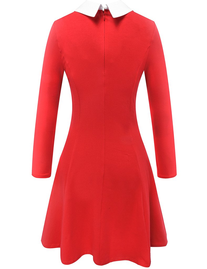 Aphratti Women's Long Sleeve Fall Dresses 2025 Casual Peter Pan Collar A Line Fit and Flare Skater Goth Dress