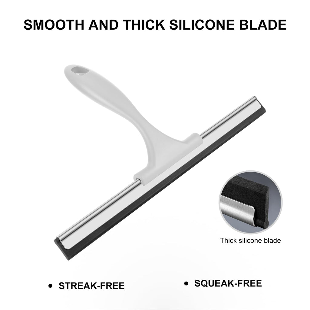 SetSail Squeegee for Shower Glass Door Stainless Steel Shower Squeegee for Glass Doors All-Purpose Window Squeegee for Tile Shower Walls, Sink, Mirror, Bathroom, Car Window Cleaning 10 Inches, Balck