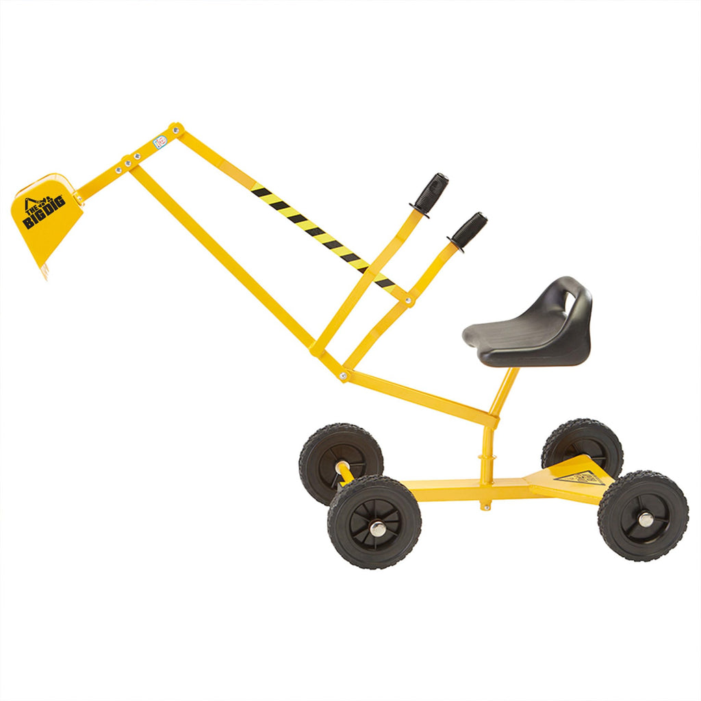 Big Dig Toy Excavator Ride, Sand Digger w/ 360 Rotation Base for Kids Ages 3 & Up, Yellow - Outdoor Playground and Beach Construction Riding Toys for Children