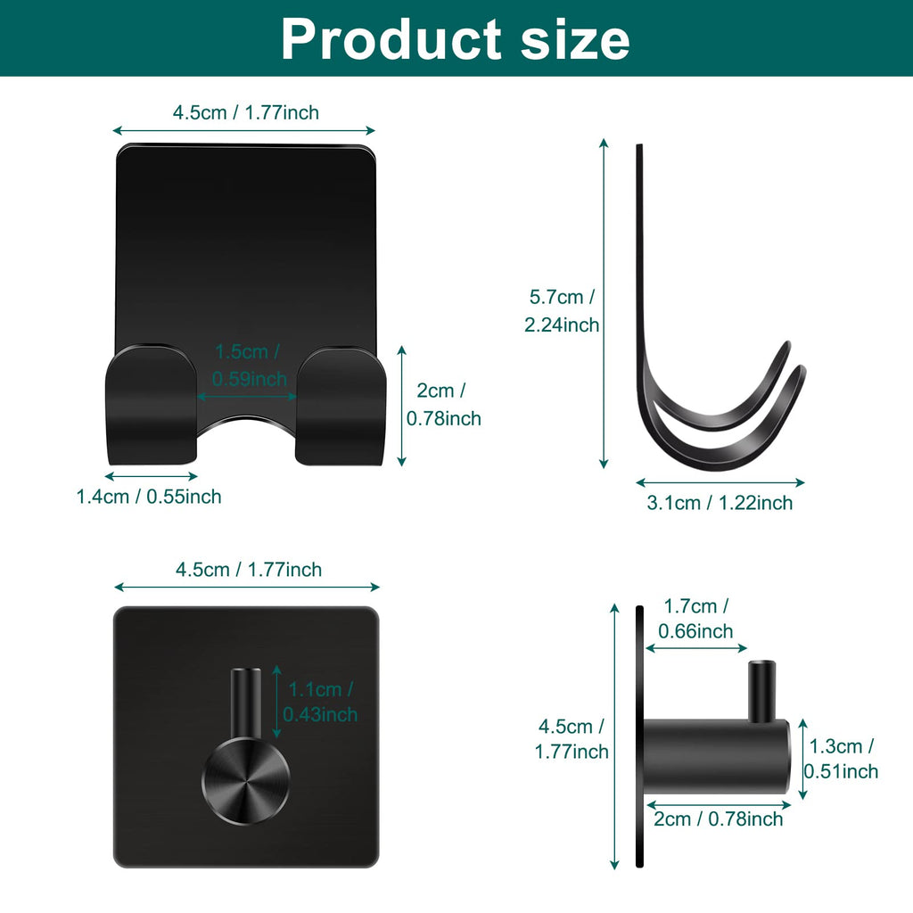 CGBE Shower Holders for Razors, 2 Pack Squeegee Holder and 2 Pack Razor Holder, Razors Holder for Shower Heavy Duty Waterproof Hook for Squeegee Loofah - Black