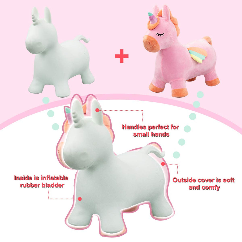 Kids Dinosaur Bouncy Animal Toys, Inflatable Triceratops Bouncer, Ride on Bounce Hopper, Indoor Outdoor Activity Birthday Gift for 18 Months 2 3 4 Years Old Boys