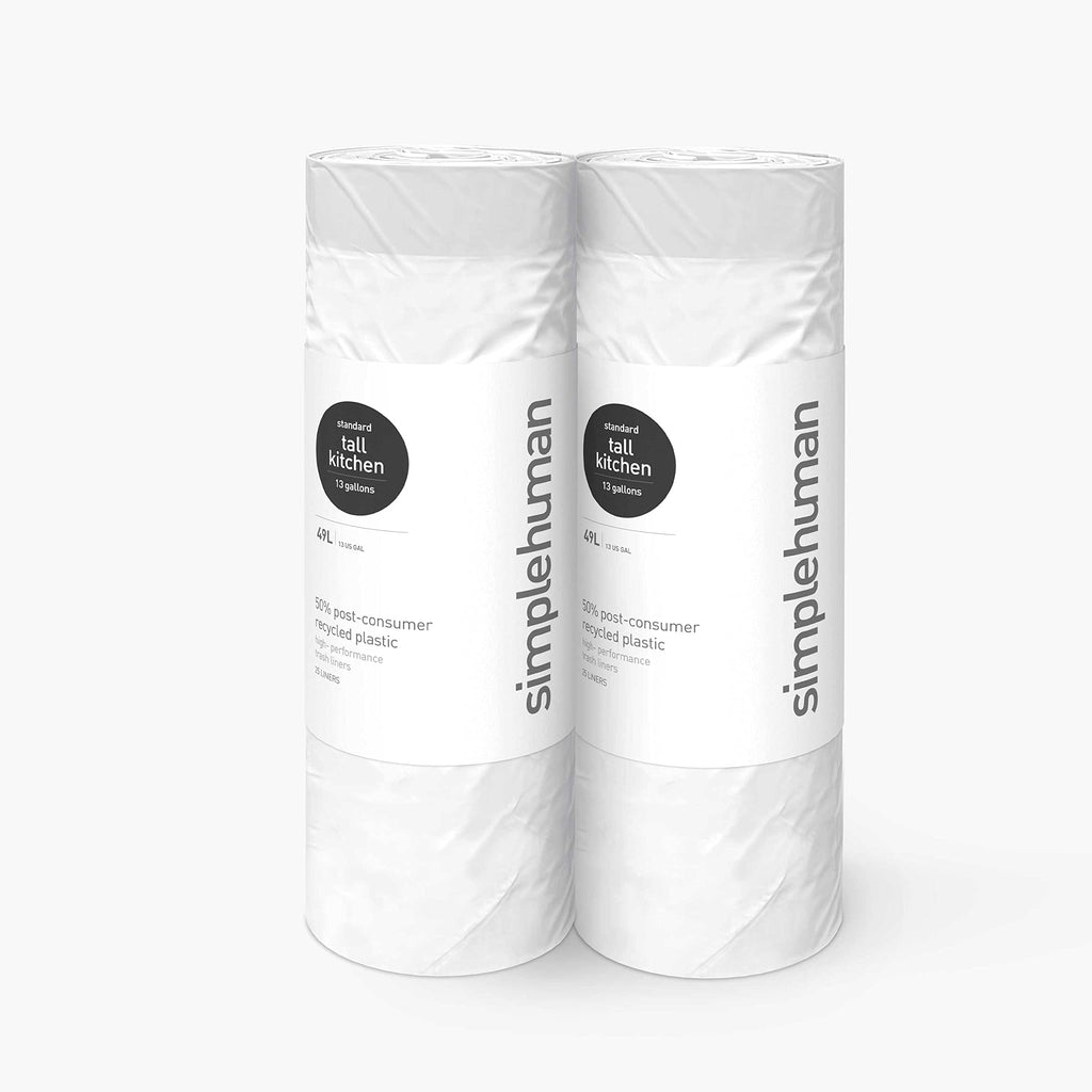 simplehuman Code H 60 Count, Genuine Odorsorb Custom Fit Liners, Drawstring Odor Absorbing Trash Bags in Dispenser Packs, 30-35 Liter / 8-9 Gallon