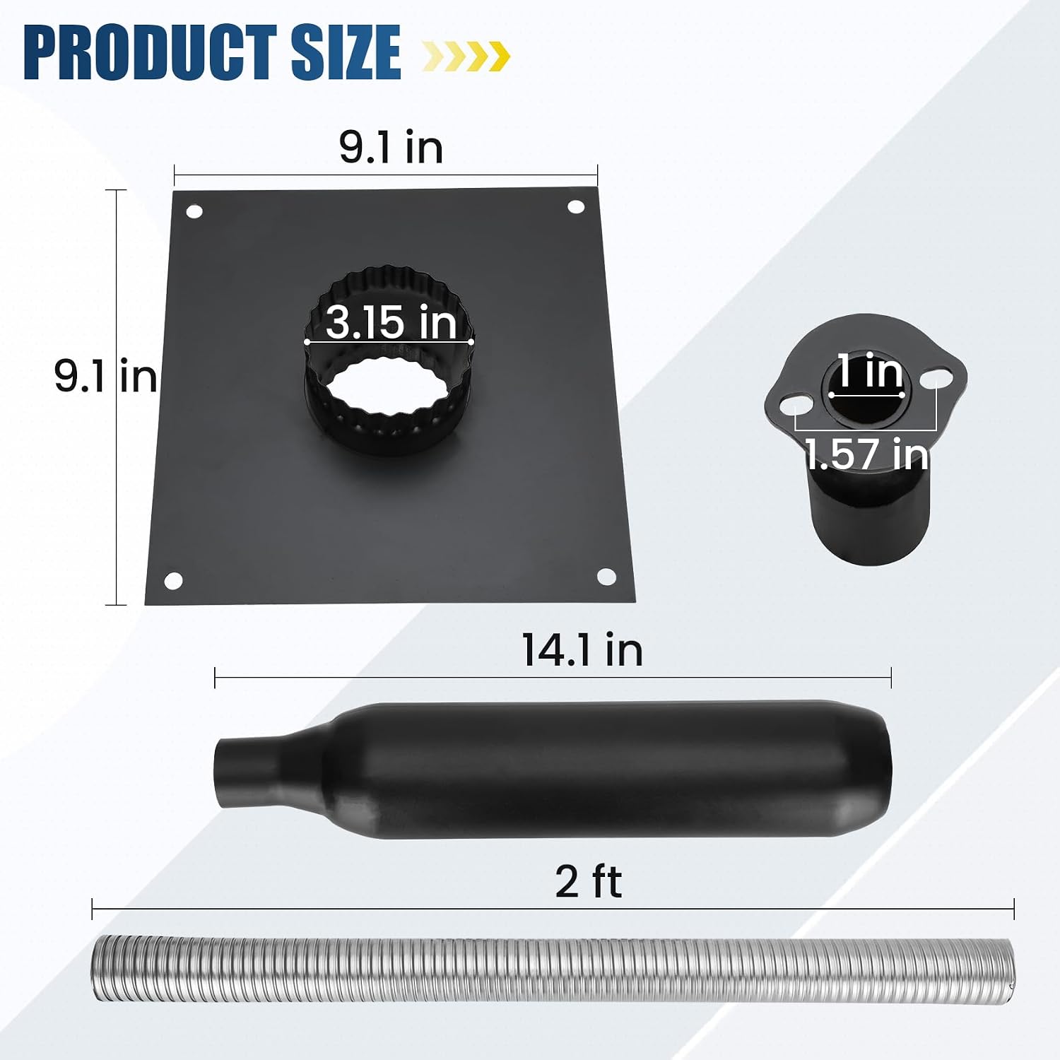 Generator Exhaust Extension Silencer Kit with Three Universal Adapters Compatible ALL Portable Generators with ALL-IN-ONE KIT,Insulated Through-Wall Mounting Plate Safely Vent Exhaust Reduce Noise 55%