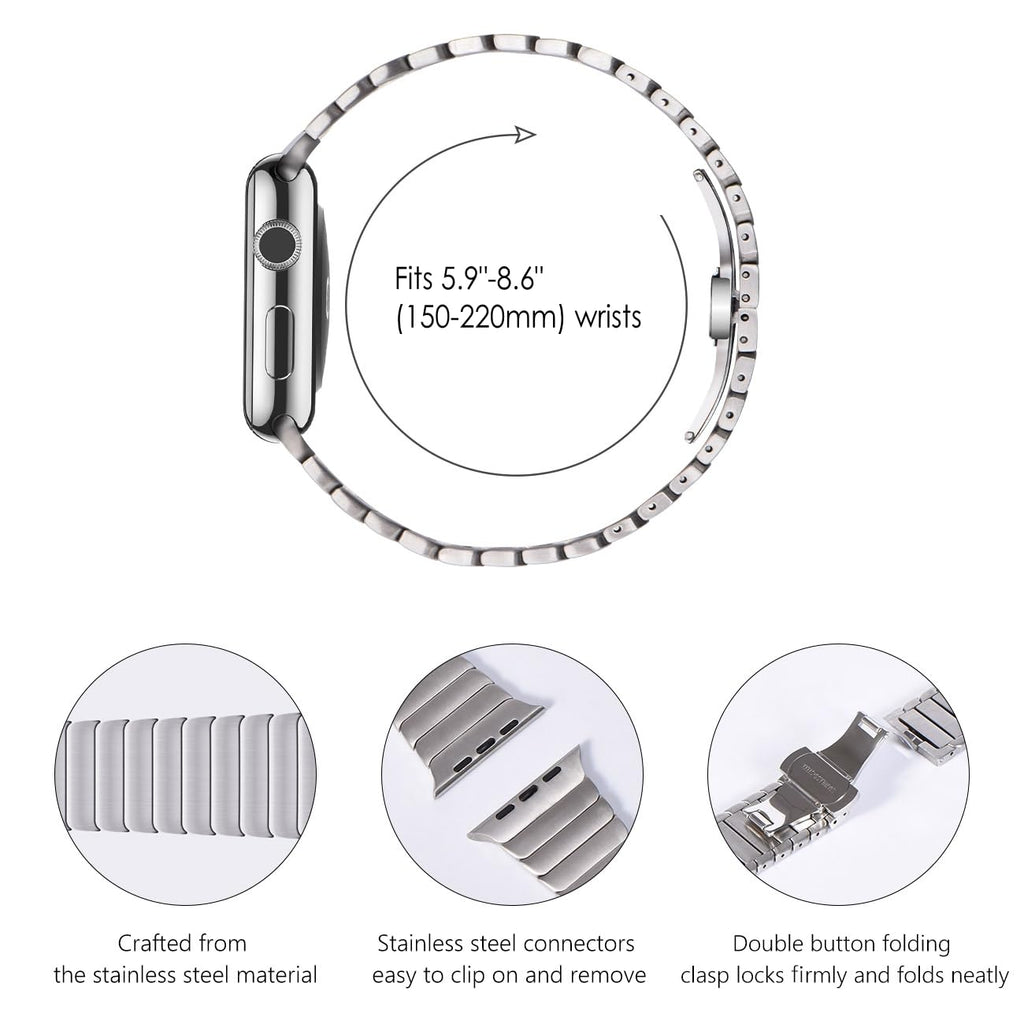 NewWays Titanium & Stainless Steel Link Bracelet for Apple Watch Band Ultra 3 2 1 Band 49mm Series11 10 46mm 42mm 45mm 44mm 41mm 40mm 38mm Series 3-11