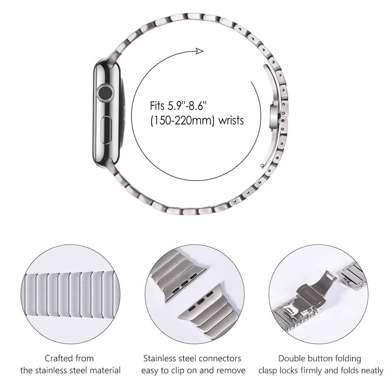 NewWays Titanium & Stainless Steel Link Bracelet for Apple Watch Band Ultra 3 2 1 Band 49mm Series11 10 46mm 42mm 45mm 44mm 41mm 40mm 38mm Series 3-11