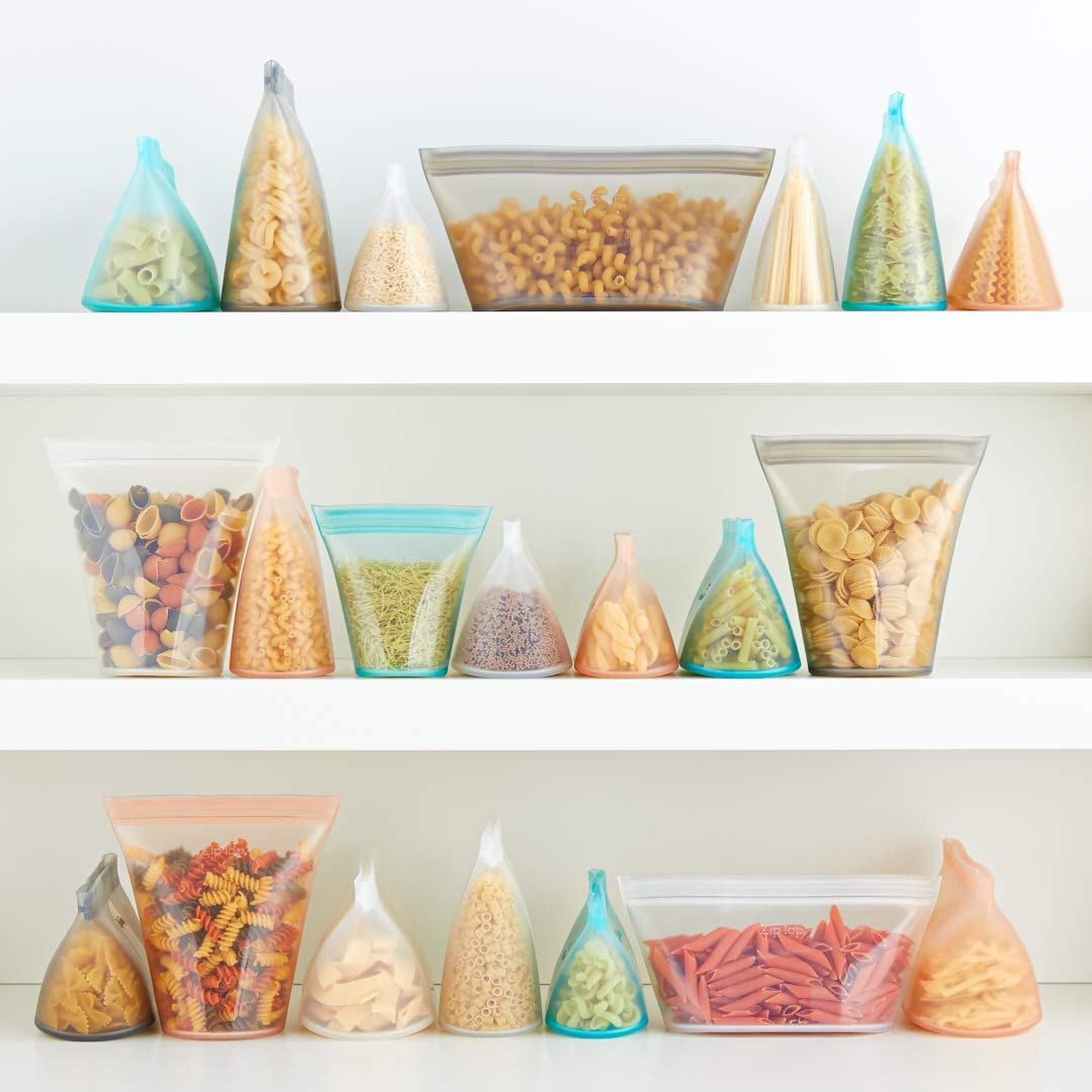 Zip Top Reusable Food Storage Bags | Small Cup [Frost] | Silicone Meal Prep Container | Microwave, Dishwasher and Freezer Safe | Made in the USA