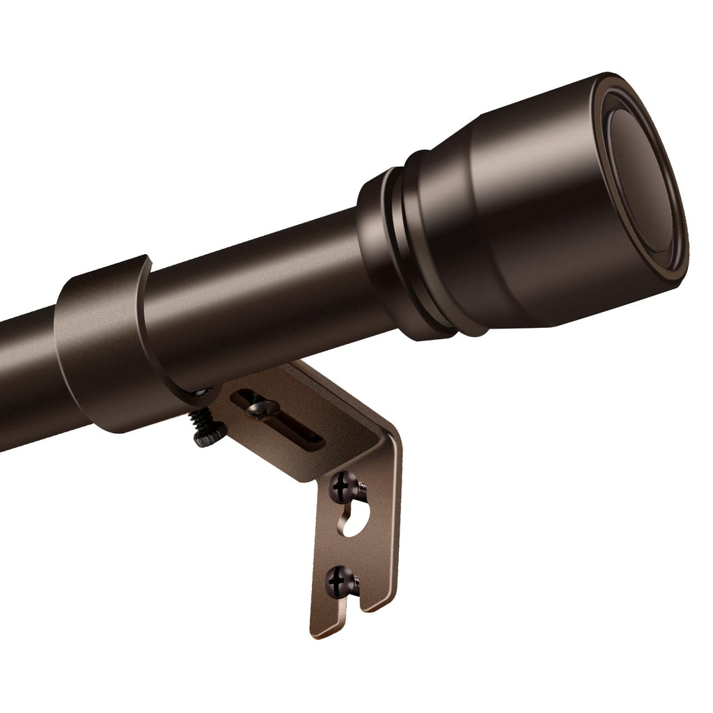 1” Diameter brown curtain rod Itself is 30 to 60 inch. 1 Pack Fits 30-54 inch Windows with Heavy Duty Adjustable brown curtain rods Splicing Metal Extra Long Curtain Rod