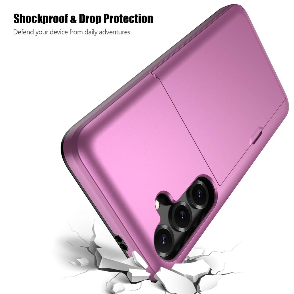 Nvollnoe for Samsung Galaxy S25 Case with Card Holder Dual Layer Heavy Duty Protective Case Hidden Card Slot Slim Wallet Cover for Samsung S25 6.2''(Black)