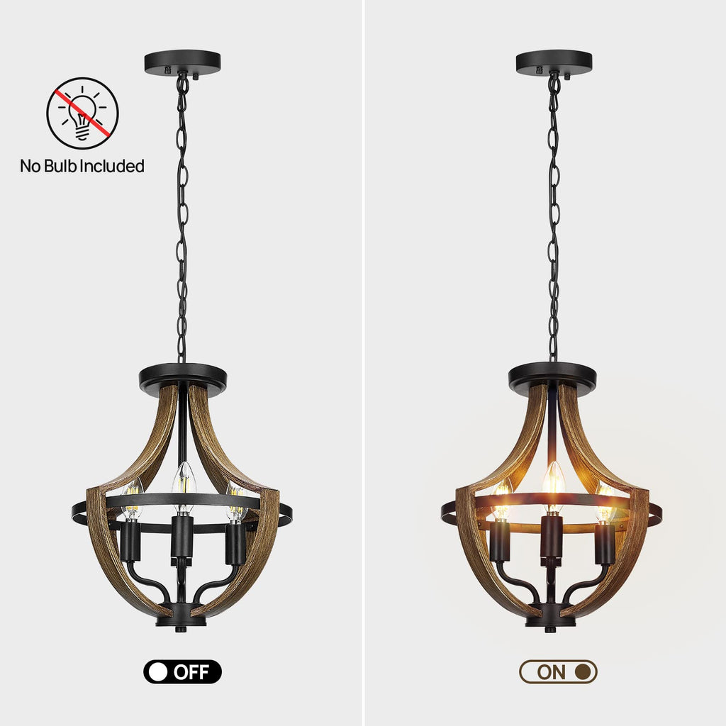 13.1" Modern Farmhouse Hanging Pendant Lighting, 4-Light Rustic Interior Flush Mount Ceiling Light Fixture, Vintage Chandelier for Hallway Foyer Dining Room Entryway Kitchen Island Bedroom