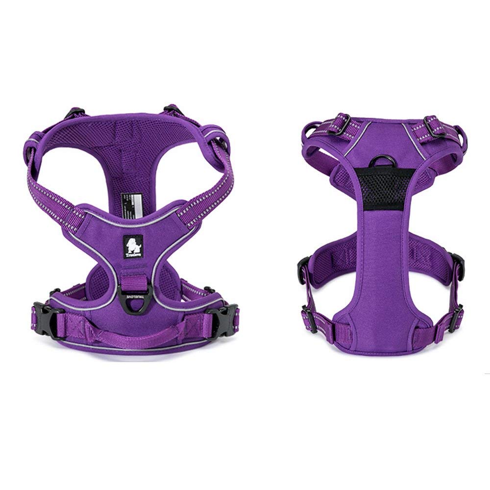 TRUE LOVE Adjustable No-Pull Dog Harness Reflective Pup Vest Harnesses Comfortable Control Brilliant Colors TLH5651(Black,XS)