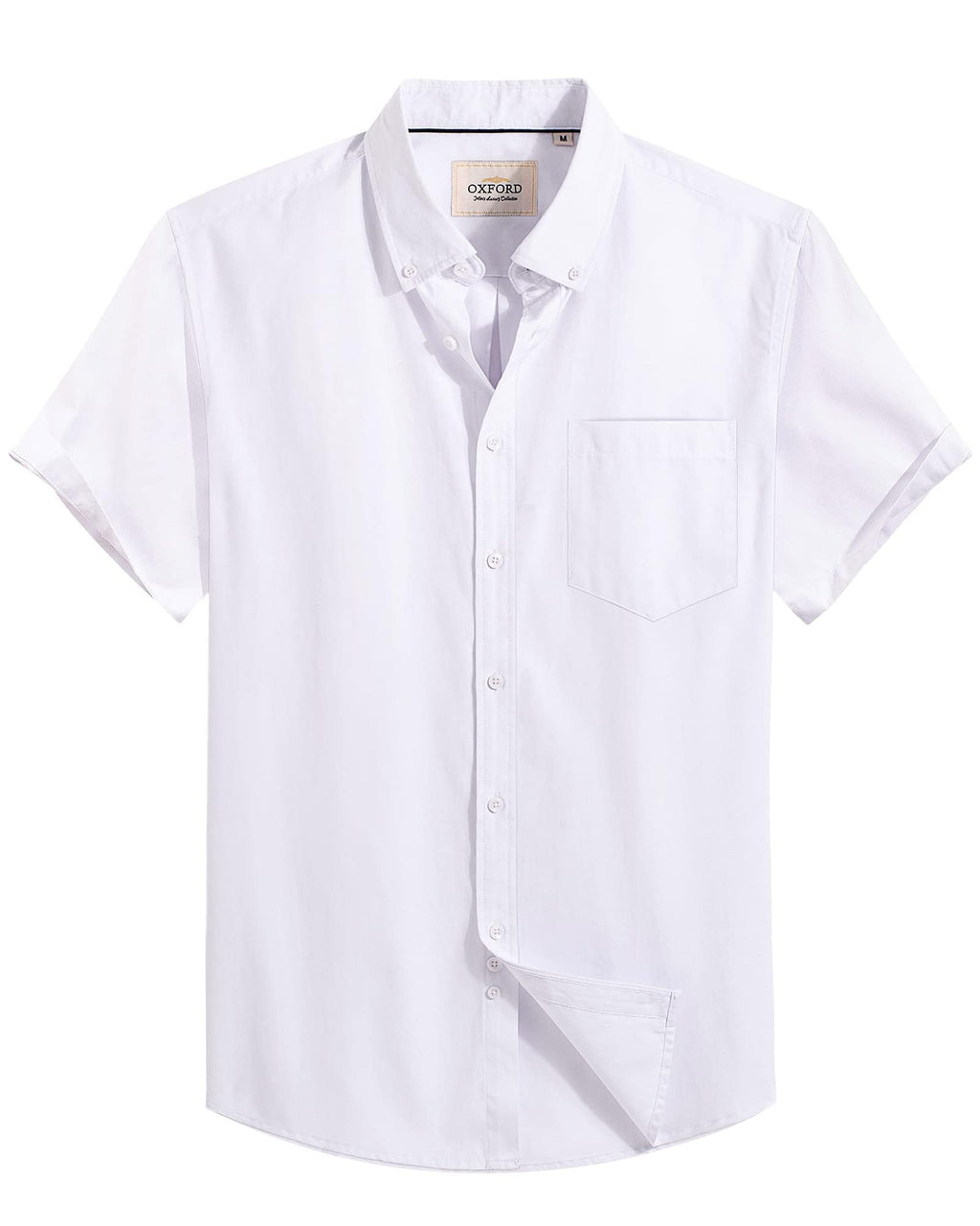 Alimens & Gentle Men's Short Sleeve Oxford Shirt Regular Fit Button Down Collar Shirts with Pocket